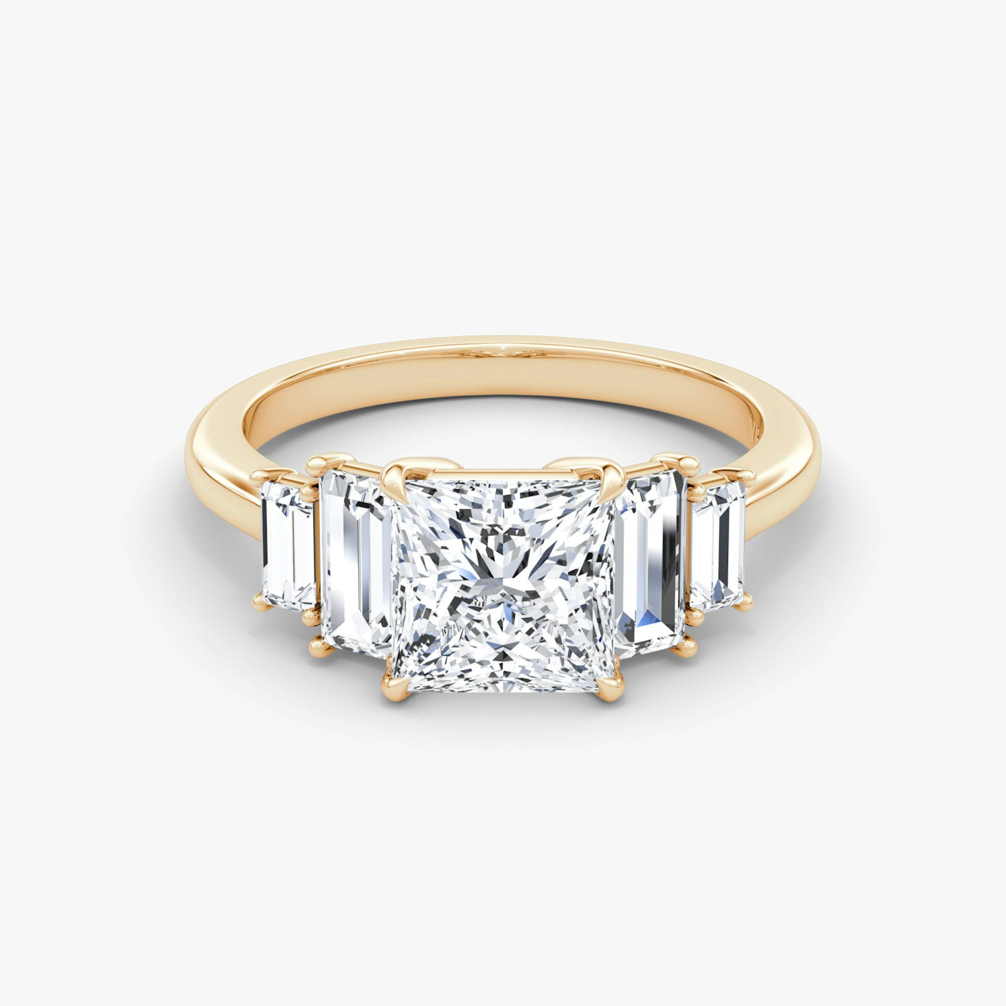 The Five Stone Heirloom | Princess | 14k | Rose Gold | bandAccent: Plain | diamondOrientation: vertical | caratWeight: other