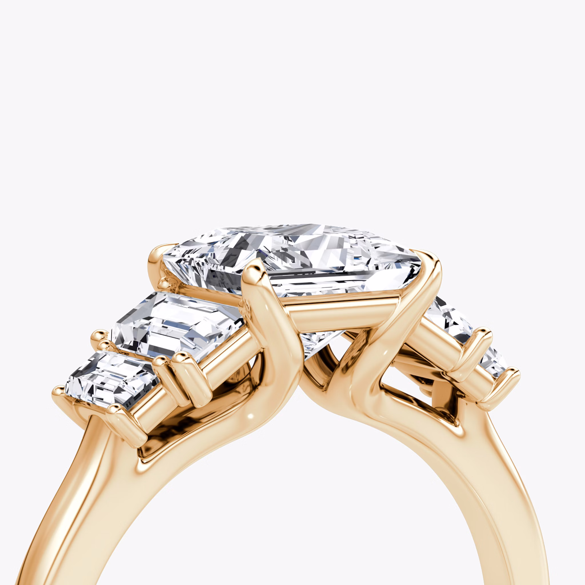 The Five Stone Heirloom | Princess | 14k | Rose Gold | bandAccent: Plain | diamondOrientation: vertical | caratWeight: other