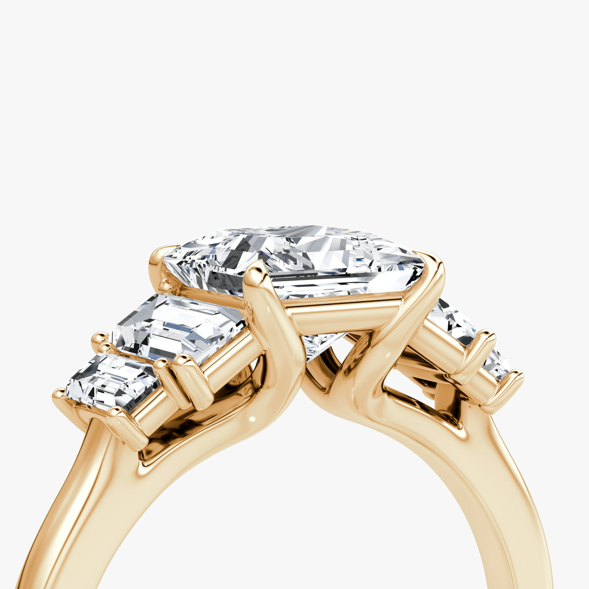 The Five Stone Heirloom | Princess | 14k | Rose Gold | bandAccent: Plain | diamondOrientation: vertical | caratWeight: other