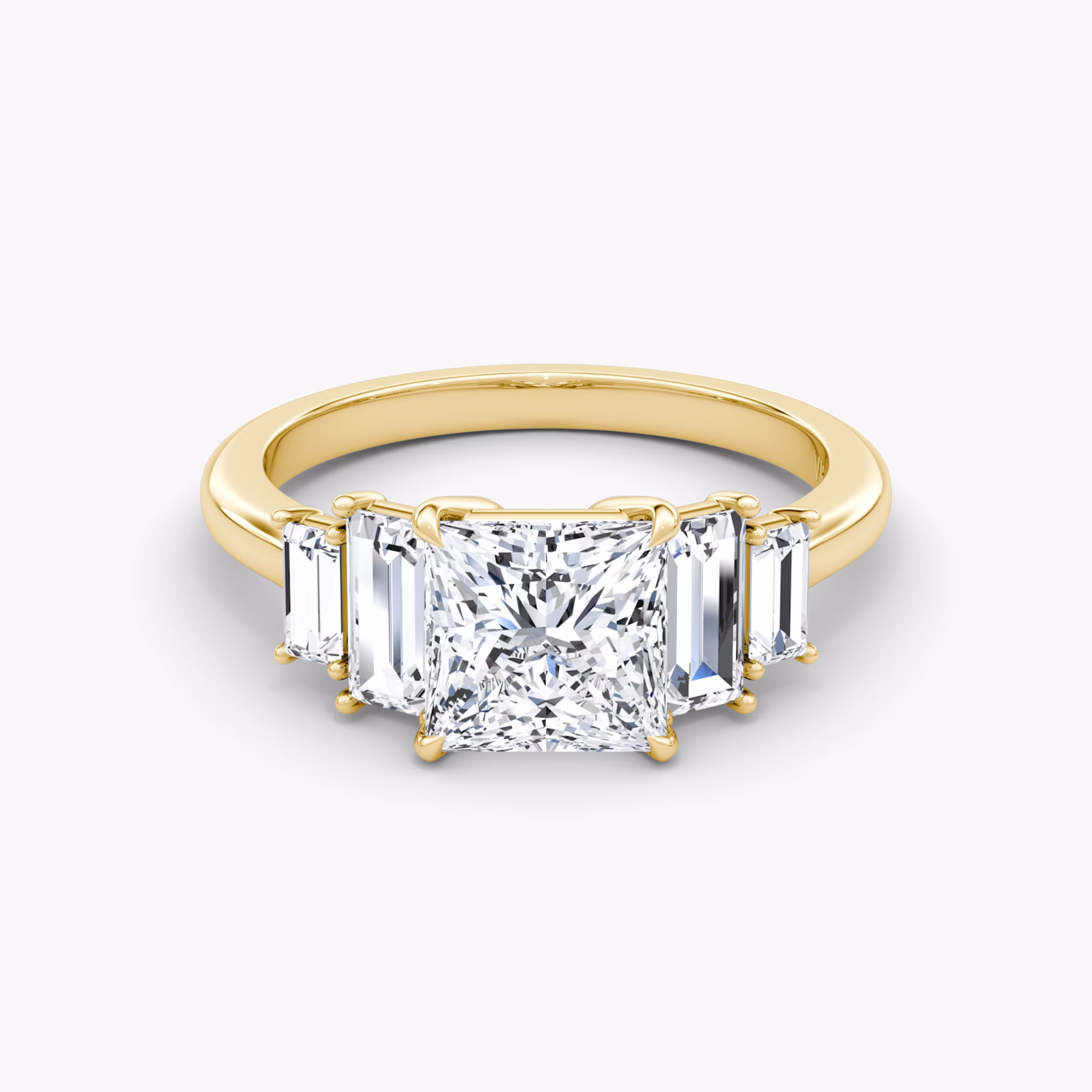 The Five Stone Heirloom | Princess | 18k | Yellow Gold | bandAccent: Plain | diamondOrientation: vertical | caratWeight: other