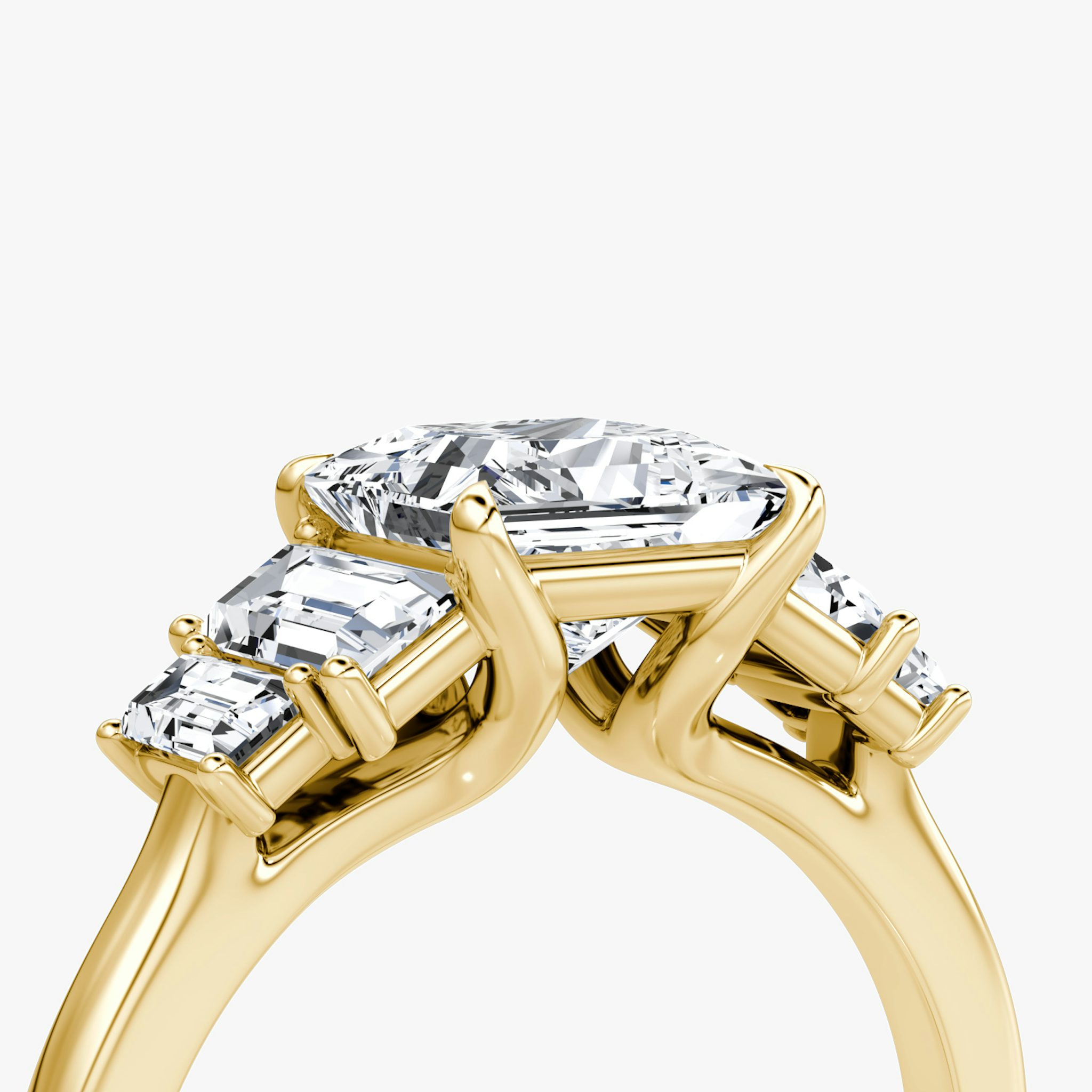 The Five Stone Heirloom | Princess | 18k | Yellow Gold | bandAccent: Plain | diamondOrientation: vertical | caratWeight: other