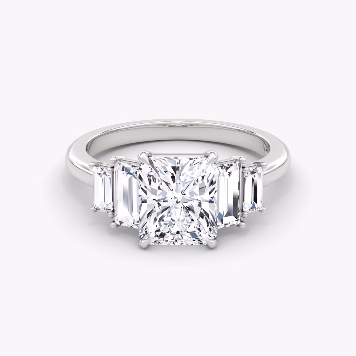 The Five Stone Heirloom | Radiant | 18k | White Gold | bandAccent: Plain | diamondOrientation: vertical | caratWeight: other