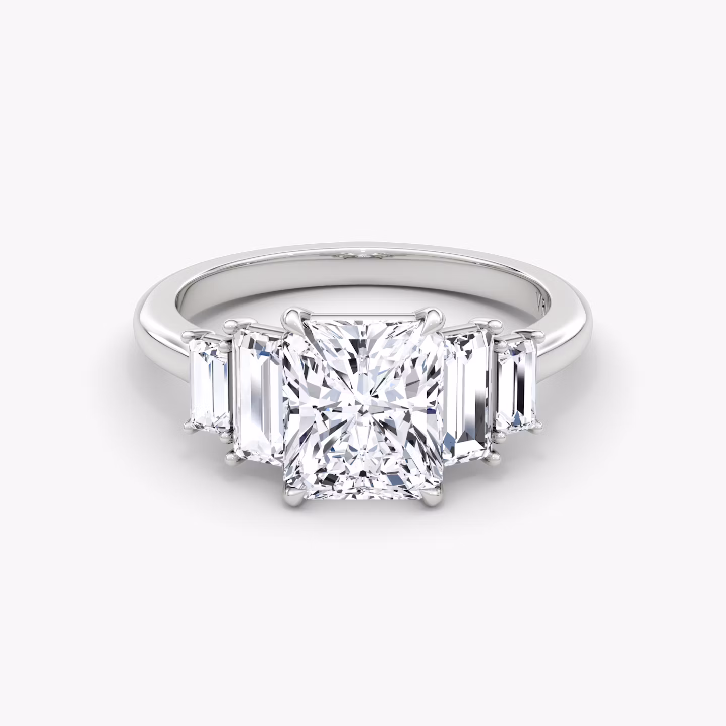 The Five Stone Heirloom | Radiant | 18k | White Gold | bandAccent: Plain | diamondOrientation: vertical | caratWeight: other