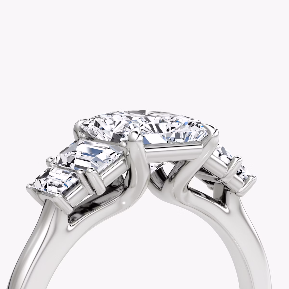 The Five Stone Heirloom | Radiant | 18k | White Gold | bandAccent: Plain | diamondOrientation: vertical | caratWeight: other