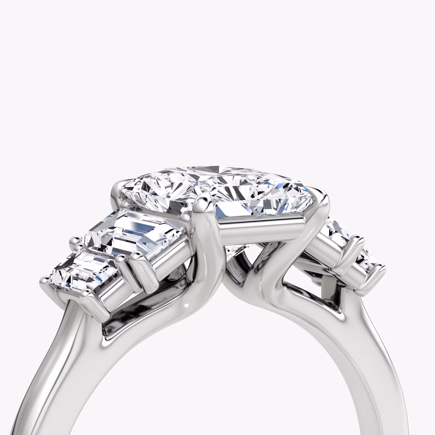 The Five Stone Heirloom | Radiant | 18k | White Gold | bandAccent: Plain | diamondOrientation: vertical | caratWeight: other