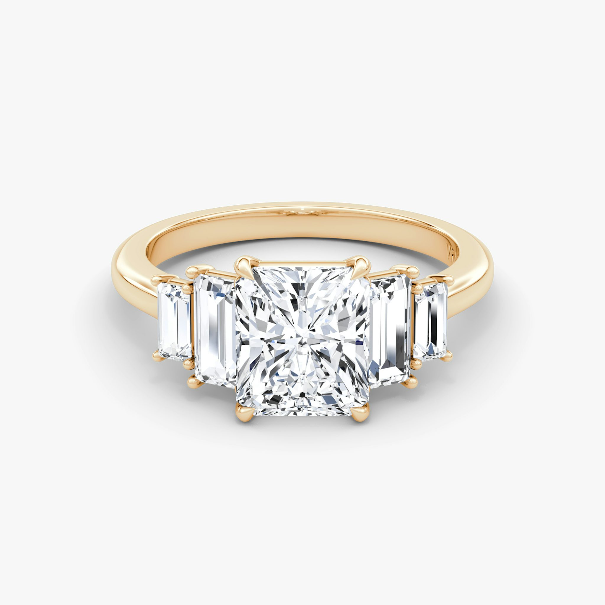 The Five Stone Heirloom | Radiant | 14k | Rose Gold | bandAccent: Plain | diamondOrientation: vertical | caratWeight: other