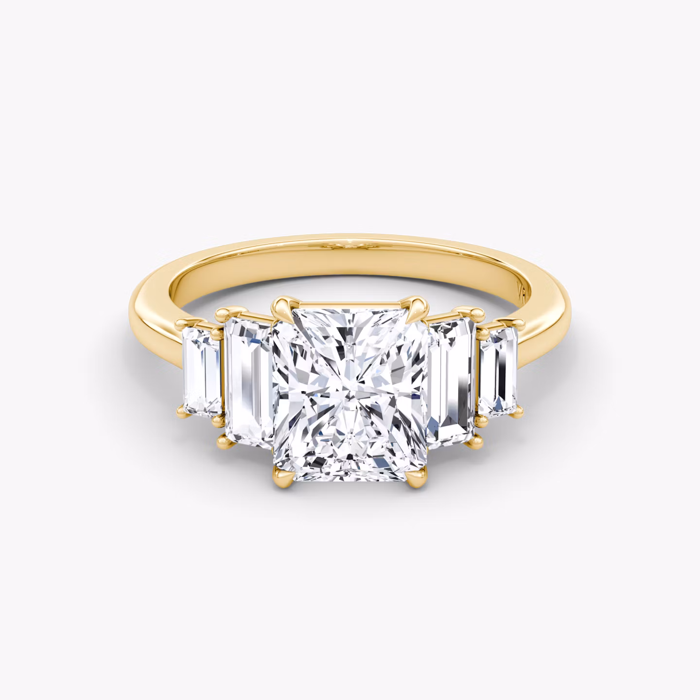 The Five Stone Heirloom | Radiant | 18k | Yellow Gold | bandAccent: Plain | diamondOrientation: vertical | caratWeight: other