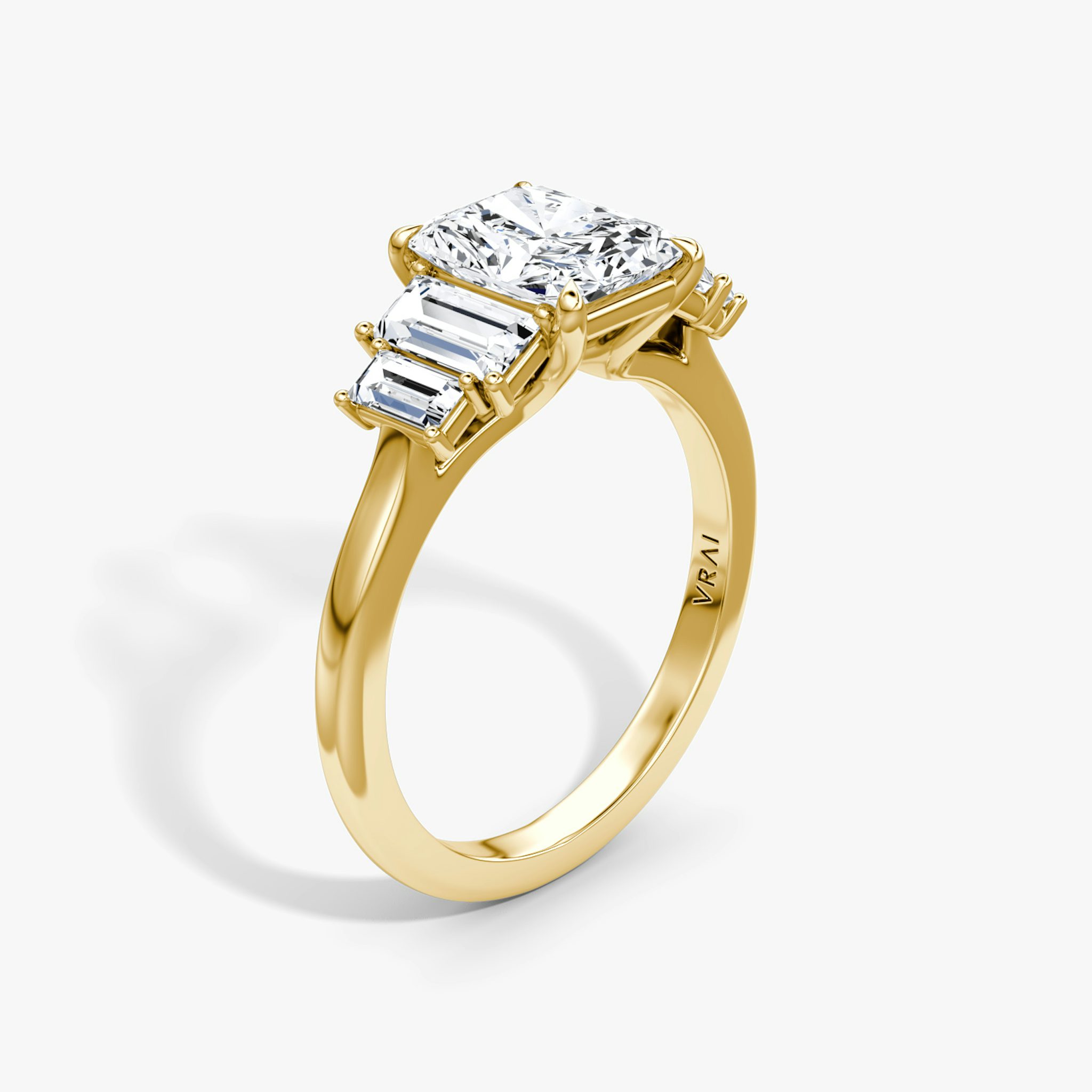 The Five Stone Heirloom | Radiant | 18k | Yellow Gold | bandAccent: Plain | diamondOrientation: vertical | caratWeight: other