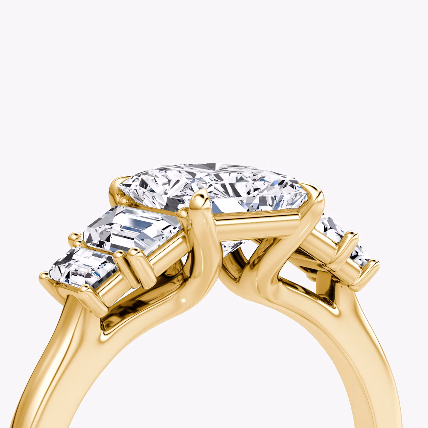 The Five Stone Heirloom | Radiant | 18k | Yellow Gold | bandAccent: Plain | diamondOrientation: vertical | caratWeight: other