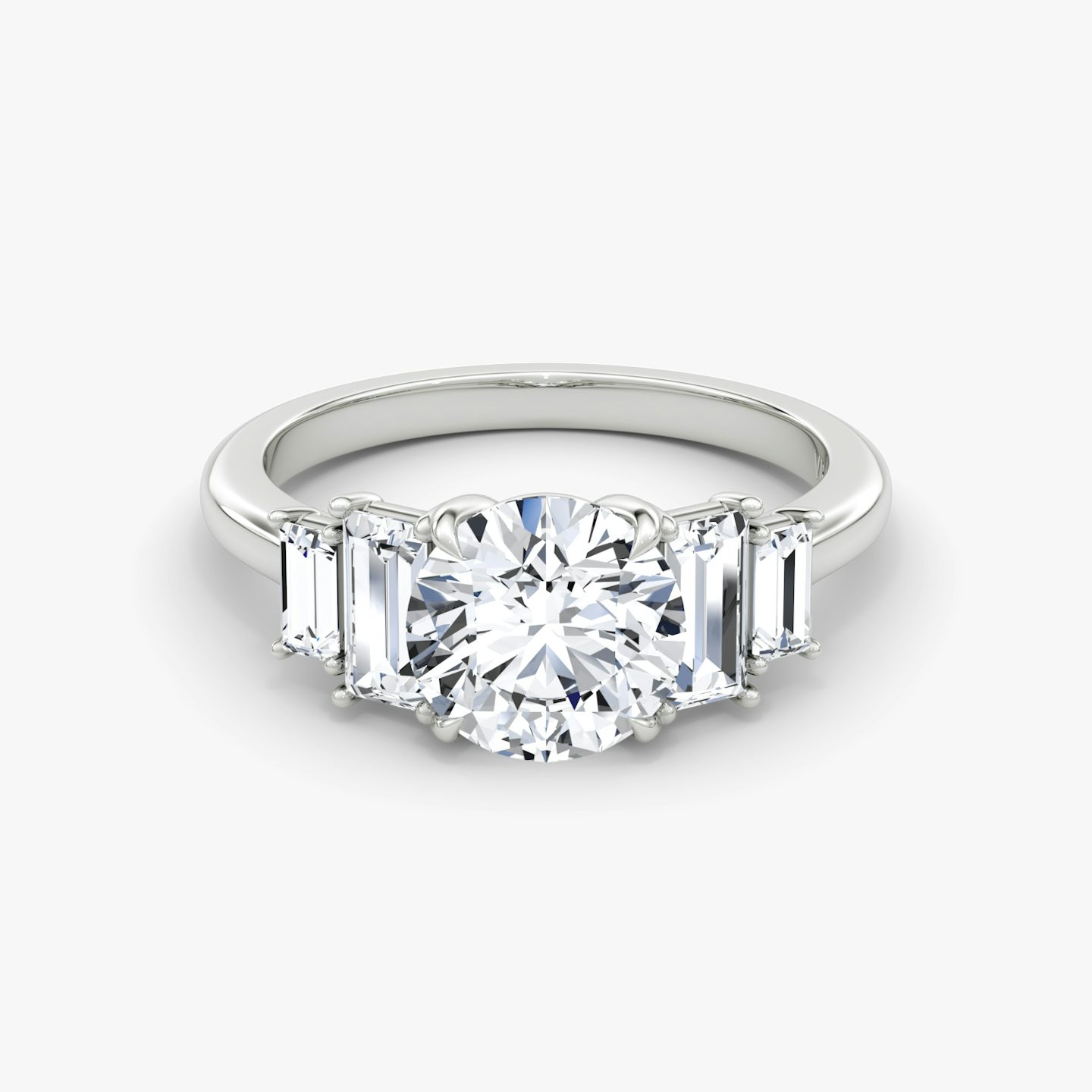 The Five Stone Heirloom | Round Brilliant | 18k | White Gold | bandAccent: Plain | caratWeight: 1.5ct | diamondOrientation: vertical