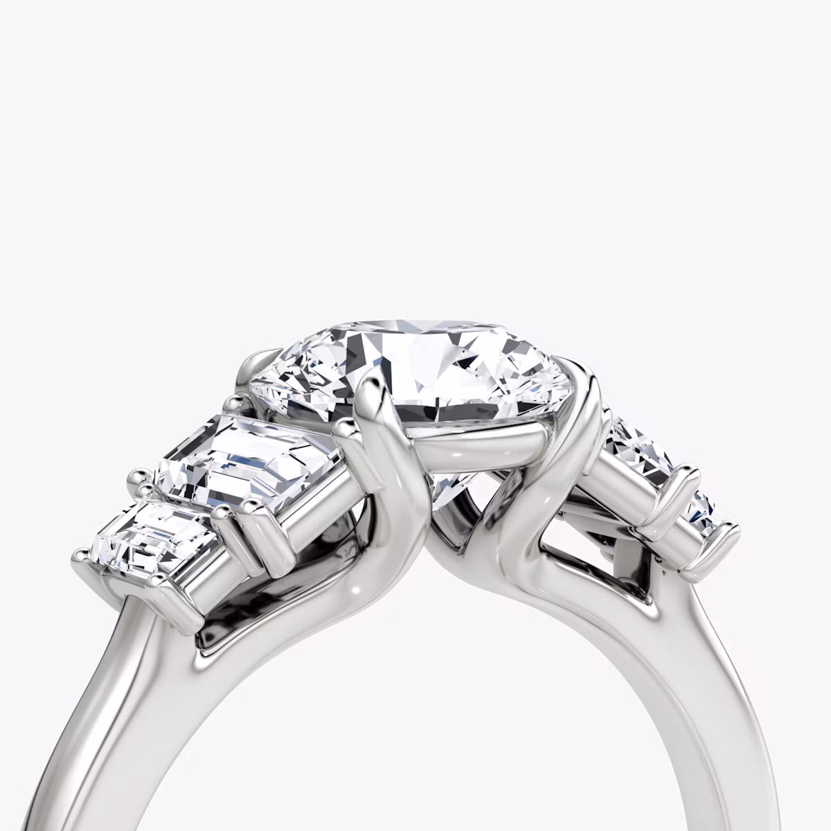 The Five Stone Heirloom | Round Brilliant | Platinum | bandAccent: Plain | caratWeight: other | diamondOrientation: vertical