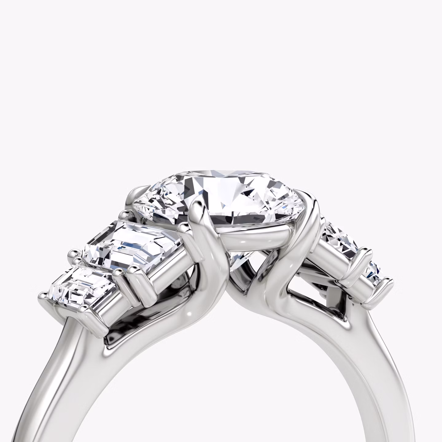 The Five Stone Heirloom | Round Brilliant | 18k | White Gold | bandAccent: Plain | caratWeight: 1.5ct | diamondOrientation: vertical
