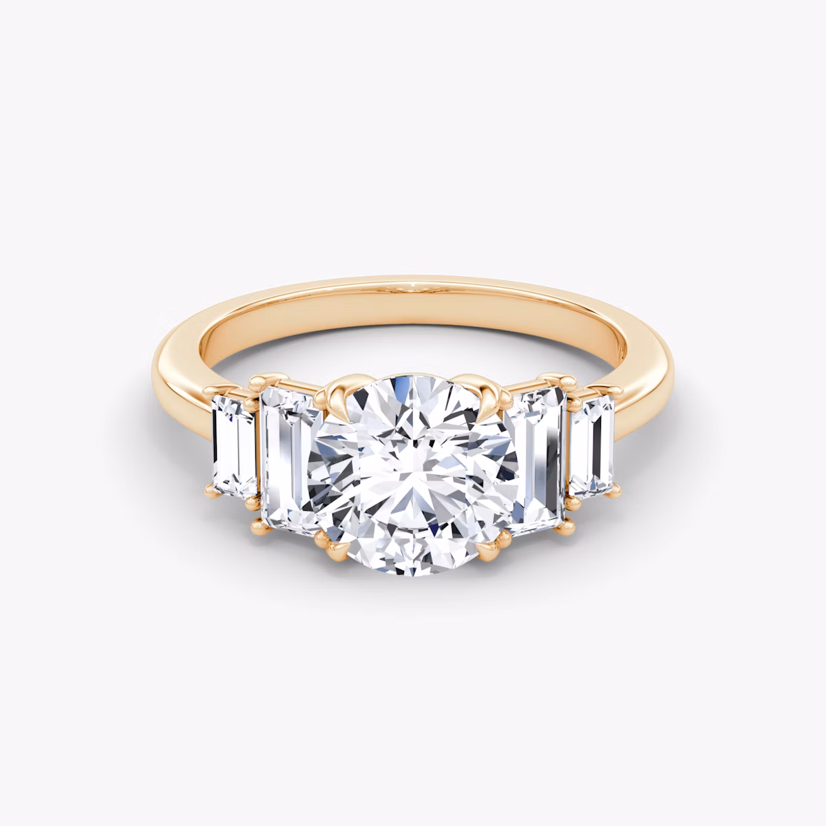 The Five Stone Heirloom | Round Brilliant | 14k | Rose Gold | bandAccent: Plain | caratWeight: 1.5ct | diamondOrientation: vertical