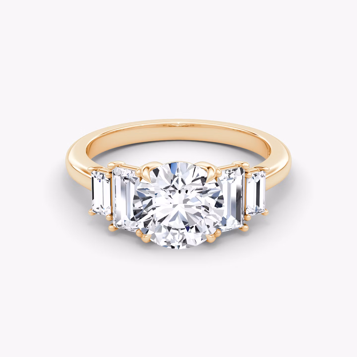 The Five Stone Heirloom | Round Brilliant | 14k | Rose Gold | bandAccent: Plain | caratWeight: 1.0ct | diamondOrientation: vertical