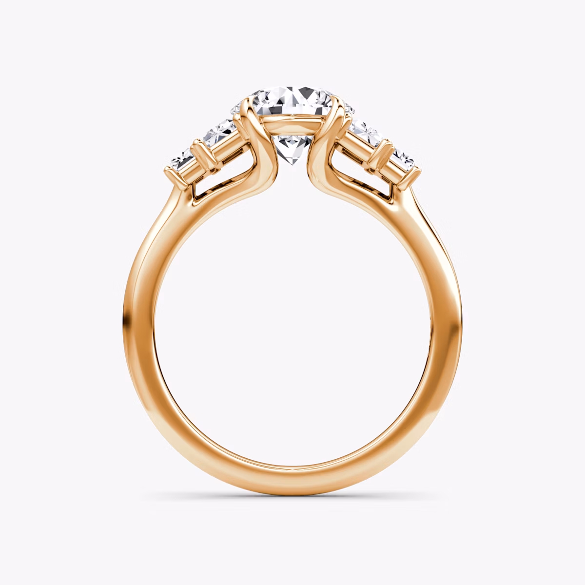The Five Stone Heirloom | Round Brilliant | 14k | Rose Gold | bandAccent: Plain | caratWeight: 1.5ct | diamondOrientation: vertical