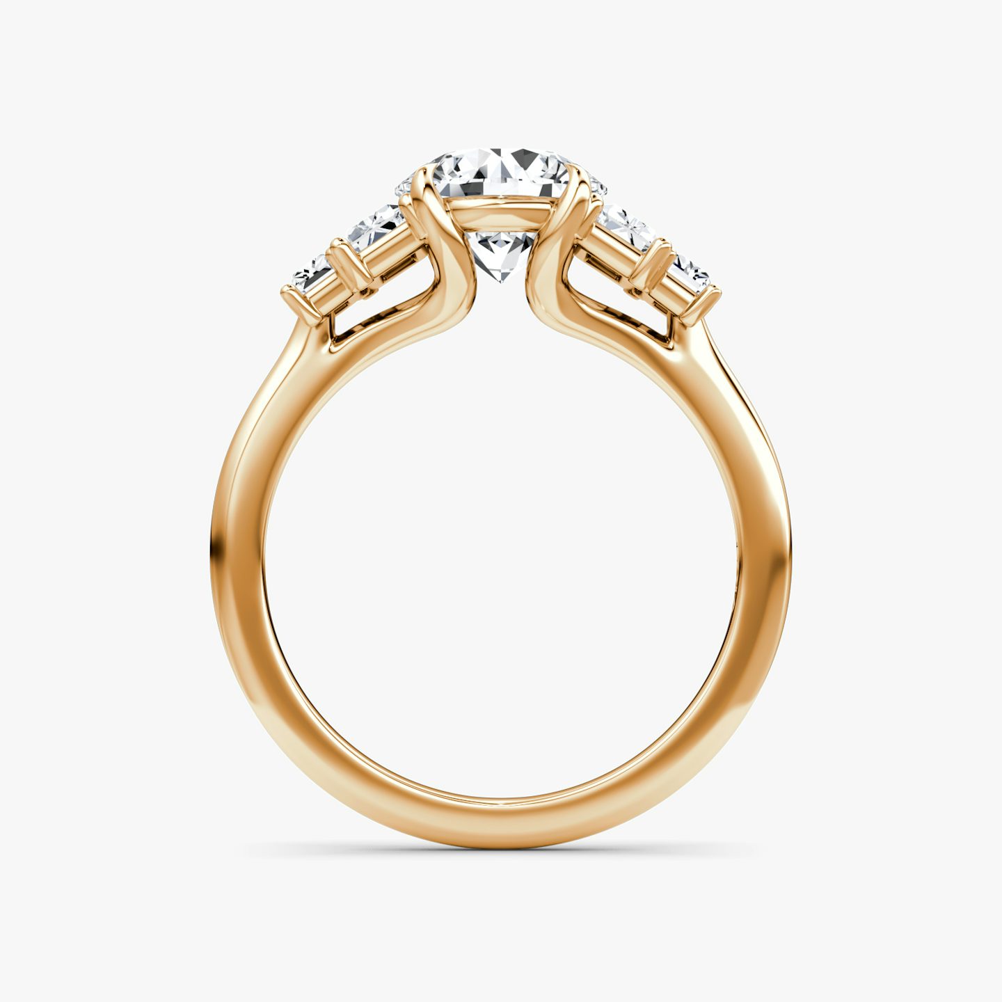 The Five Stone Heirloom | Round Brilliant | 14k | Rose Gold | bandAccent: Plain | caratWeight: 1.0ct | diamondOrientation: vertical