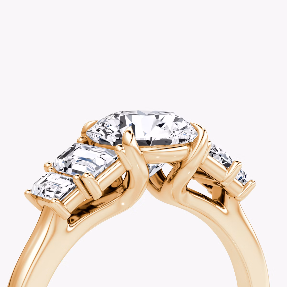 The Five Stone Heirloom | Round Brilliant | 14k | Rose Gold | bandAccent: Plain | caratWeight: 1.5ct | diamondOrientation: vertical