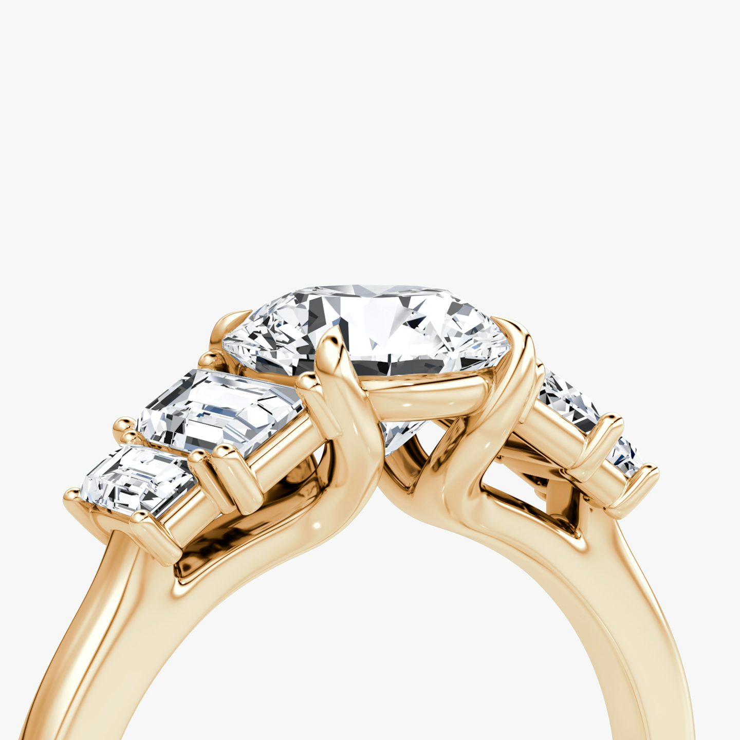The Five Stone Heirloom | Round Brilliant | 14k | Rose Gold | bandAccent: Plain | caratWeight: 1.0ct | diamondOrientation: vertical