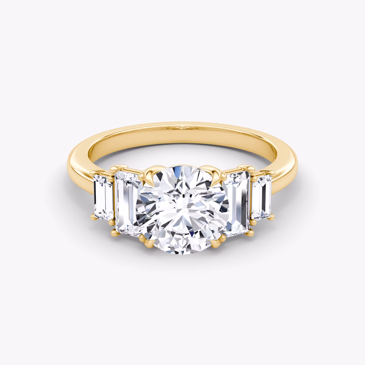 The Five Stone Heirloom | Round Brilliant | 18k | Yellow Gold | bandAccent: Plain | caratWeight: 1.0ct | diamondOrientation: vertical