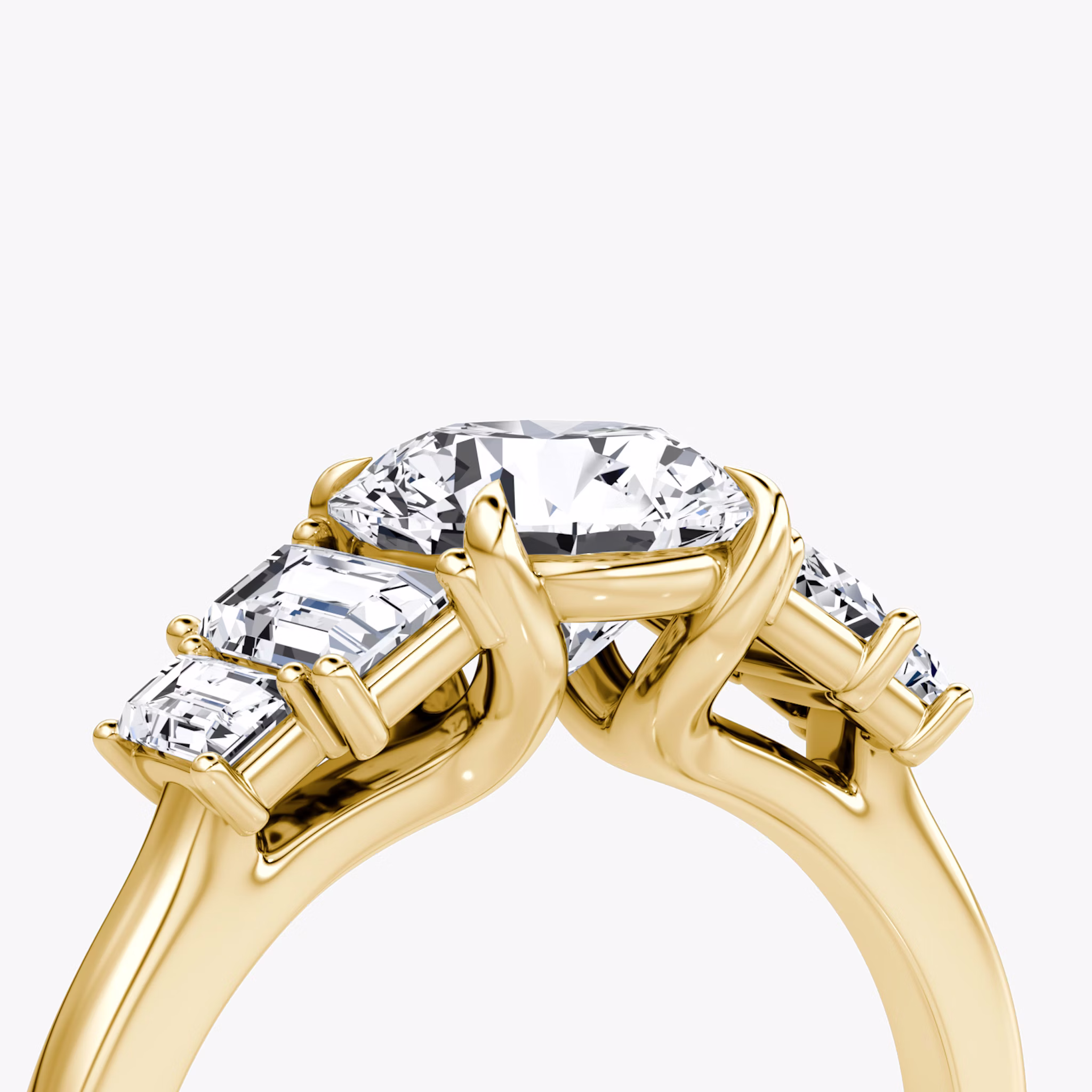Anillo de compromiso Five Stone Heirloom | Brillante | 18k | Oro amarillo | bandAccent: Simple | caratWeight: 2.0ct | diamondOrientation: vertical