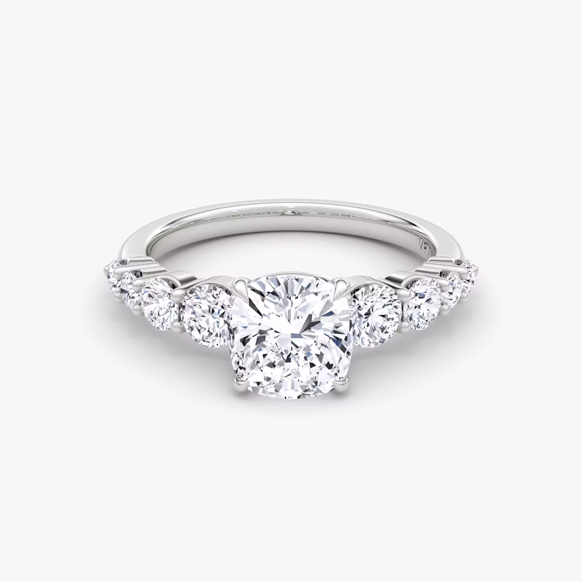 The Graduated Band | Cushion | 18k | White Gold | bandAccent: Plain | diamondOrientation: vertical | caratWeight: other