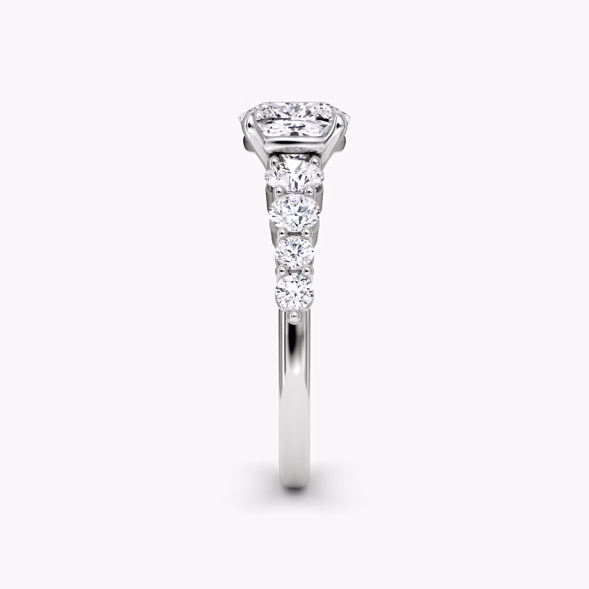 The Graduated Band | Cushion | 18k | White Gold | bandAccent: Plain | diamondOrientation: vertical | caratWeight: other
