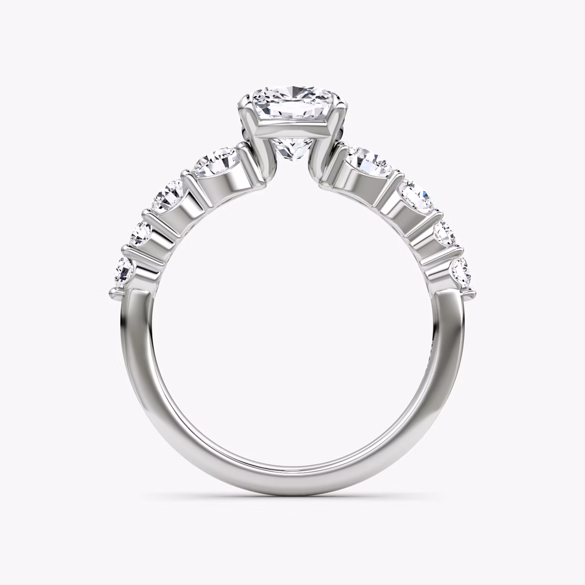 The Graduated Band | Cushion | 18k | White Gold | bandAccent: Plain | diamondOrientation: vertical | caratWeight: other