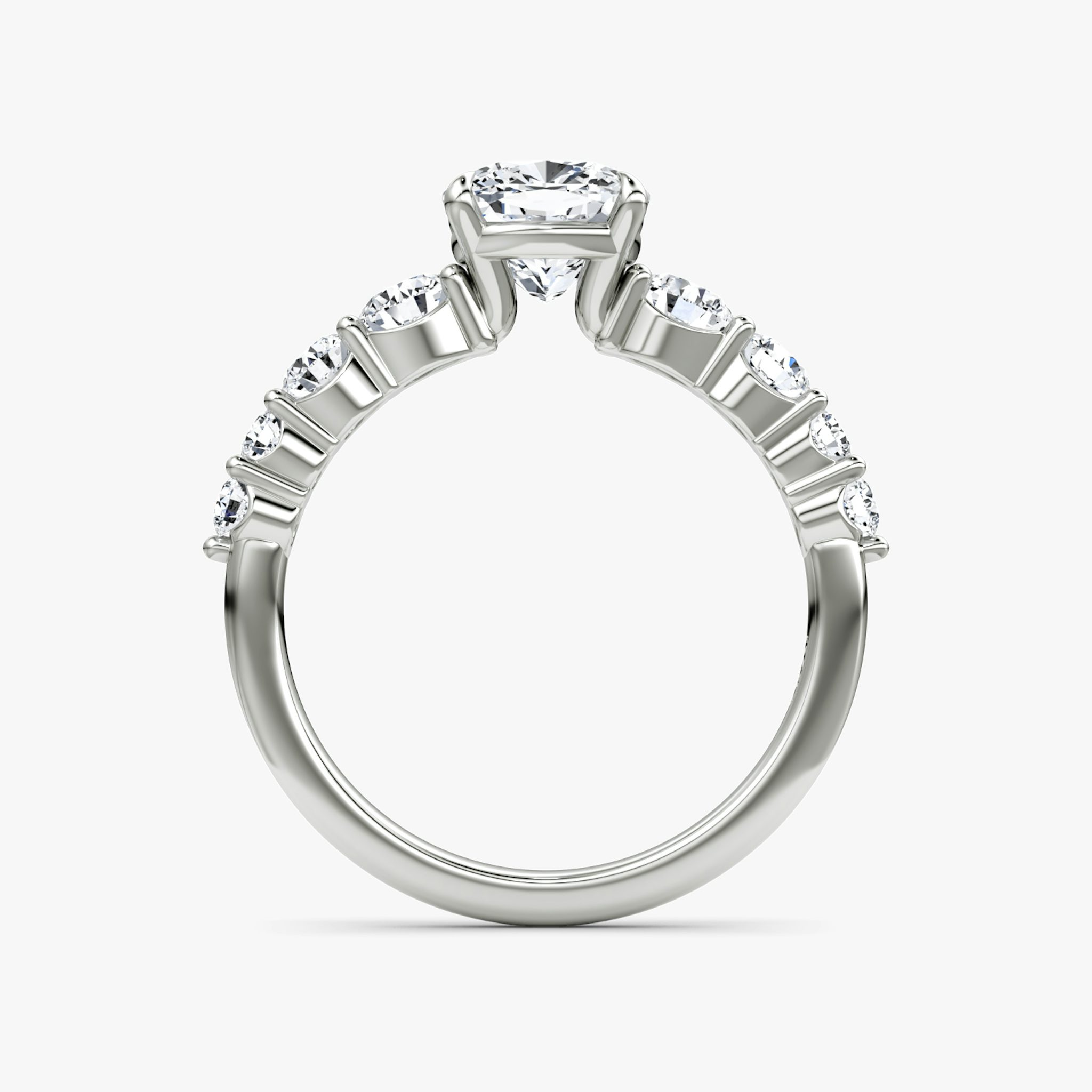 The Graduated Band | Cushion | 18k | White Gold | bandAccent: Plain | diamondOrientation: vertical | caratWeight: other