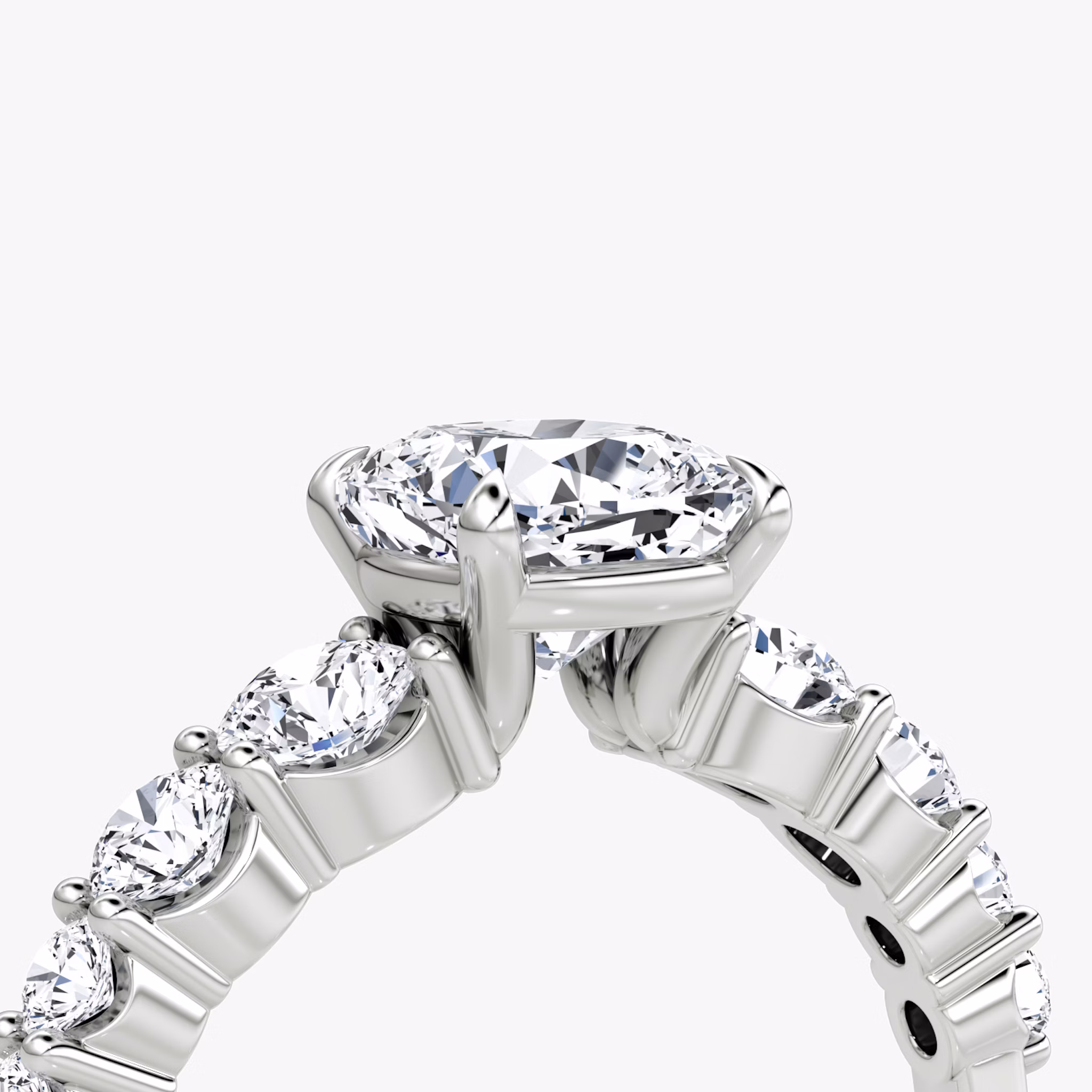 The Graduated Band | Cushion | 18k | White Gold | bandAccent: Plain | diamondOrientation: vertical | caratWeight: other