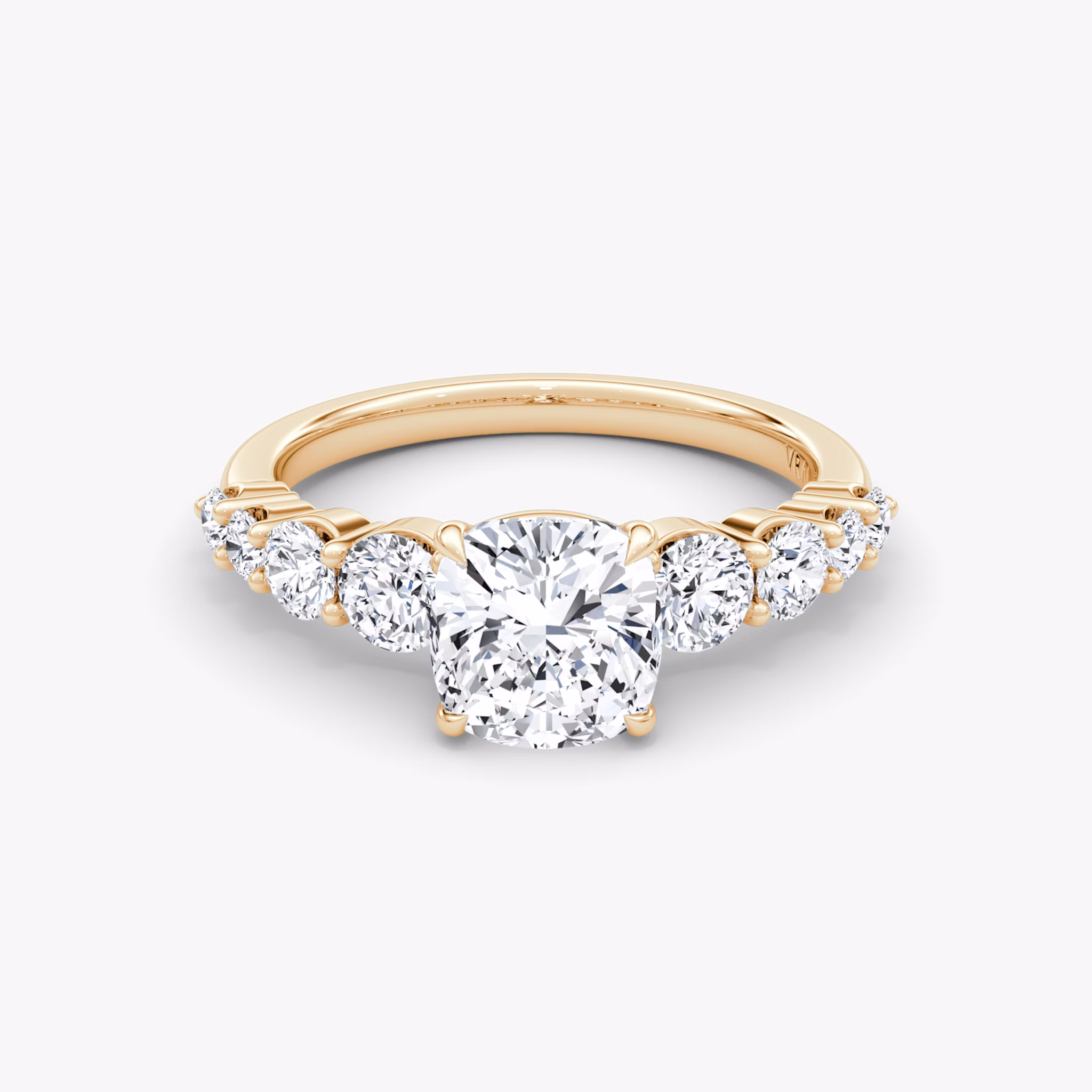 The Graduated Band | Cushion | 14k | Rose Gold | bandAccent: Plain | diamondOrientation: vertical | caratWeight: other