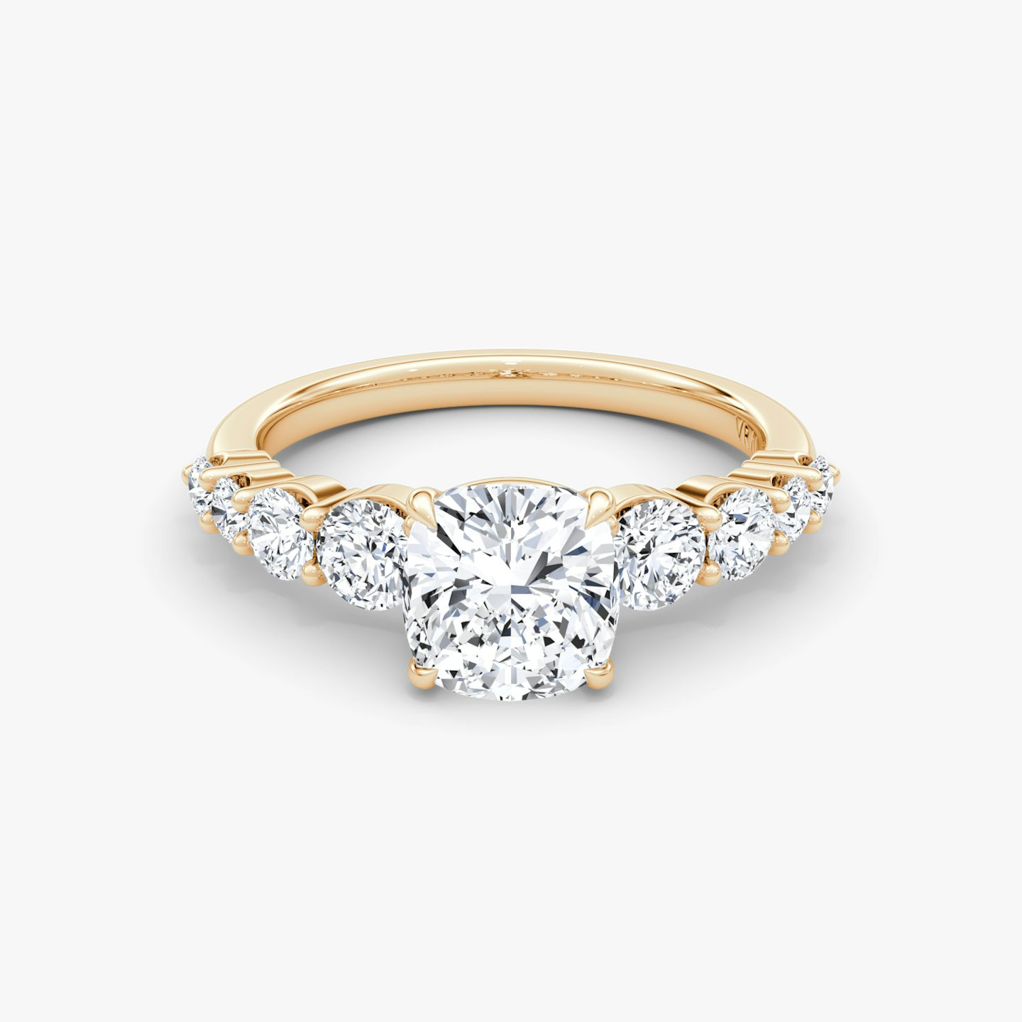 The Graduated Band | Cushion | 14k | Rose Gold | bandAccent: Plain | diamondOrientation: vertical | caratWeight: other