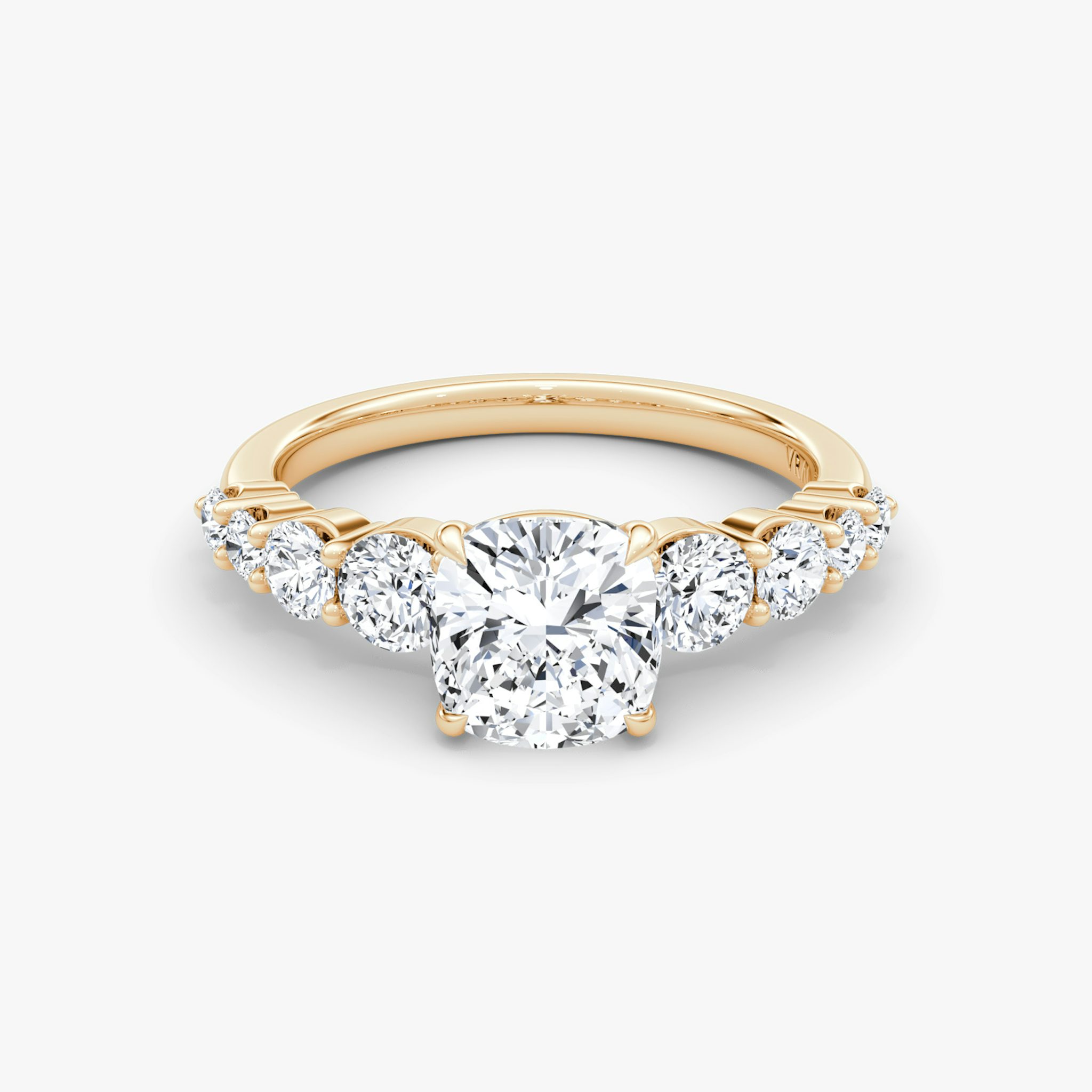 The Graduated Band | Cushion | 14k | Rose Gold | bandAccent: Plain | diamondOrientation: vertical | caratWeight: other