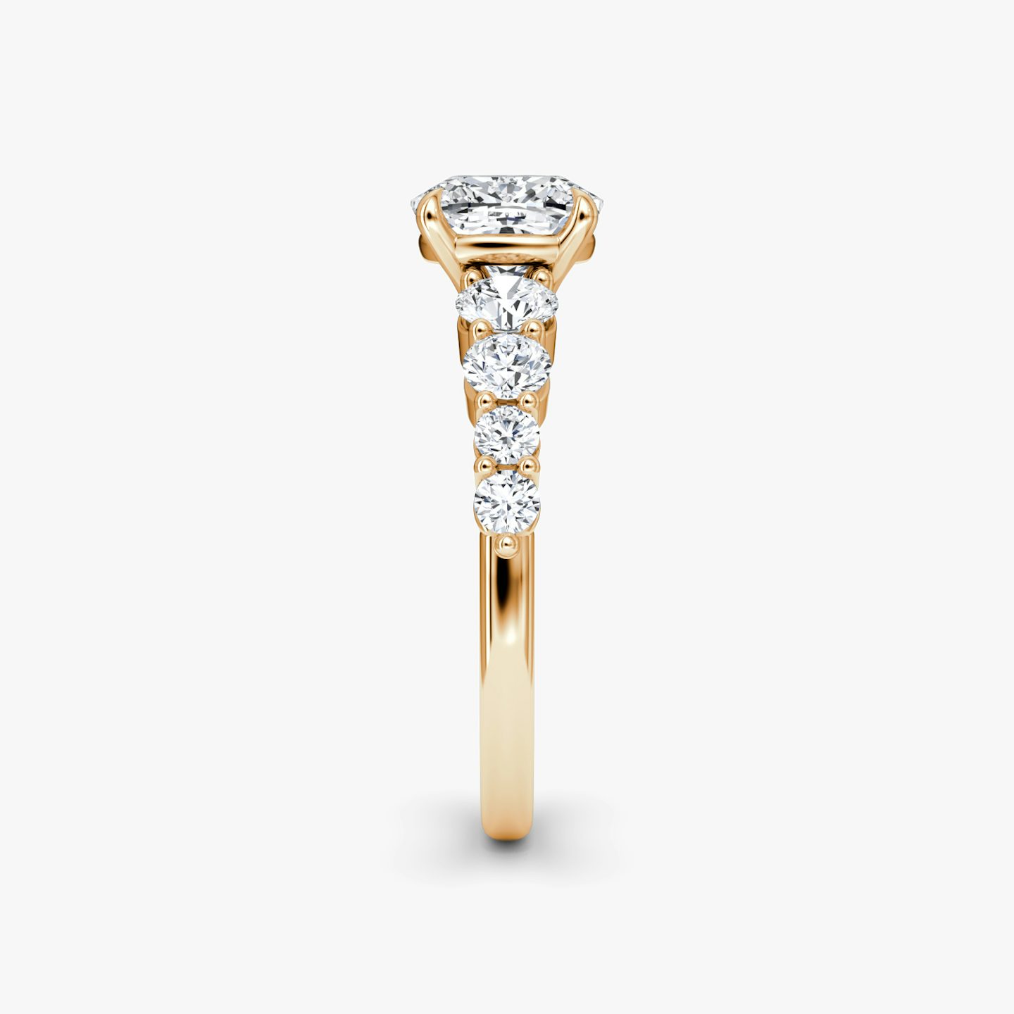 The Graduated Band | Cushion | 14k | Rose Gold | bandAccent: Plain | diamondOrientation: vertical | caratWeight: other