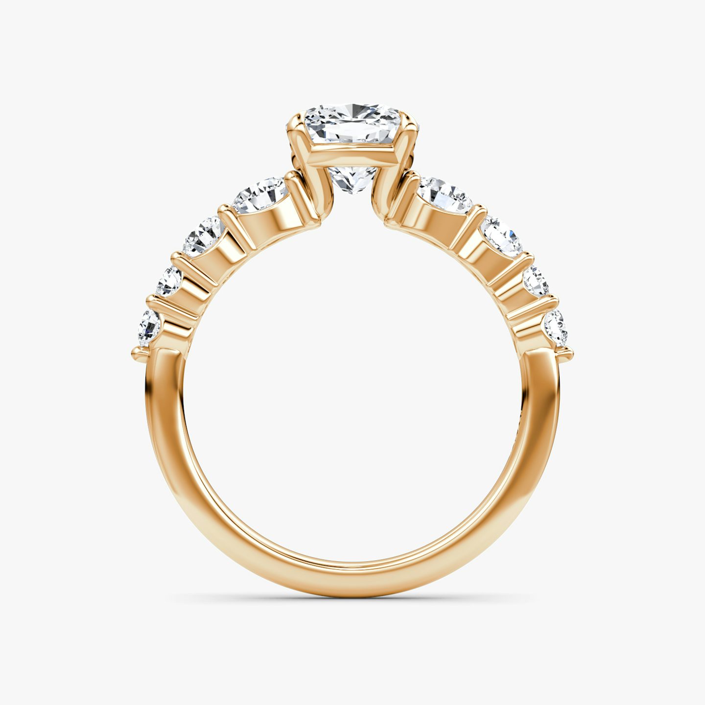 The Graduated Band | Cushion | 14k | Rose Gold | bandAccent: Plain | diamondOrientation: vertical | caratWeight: other