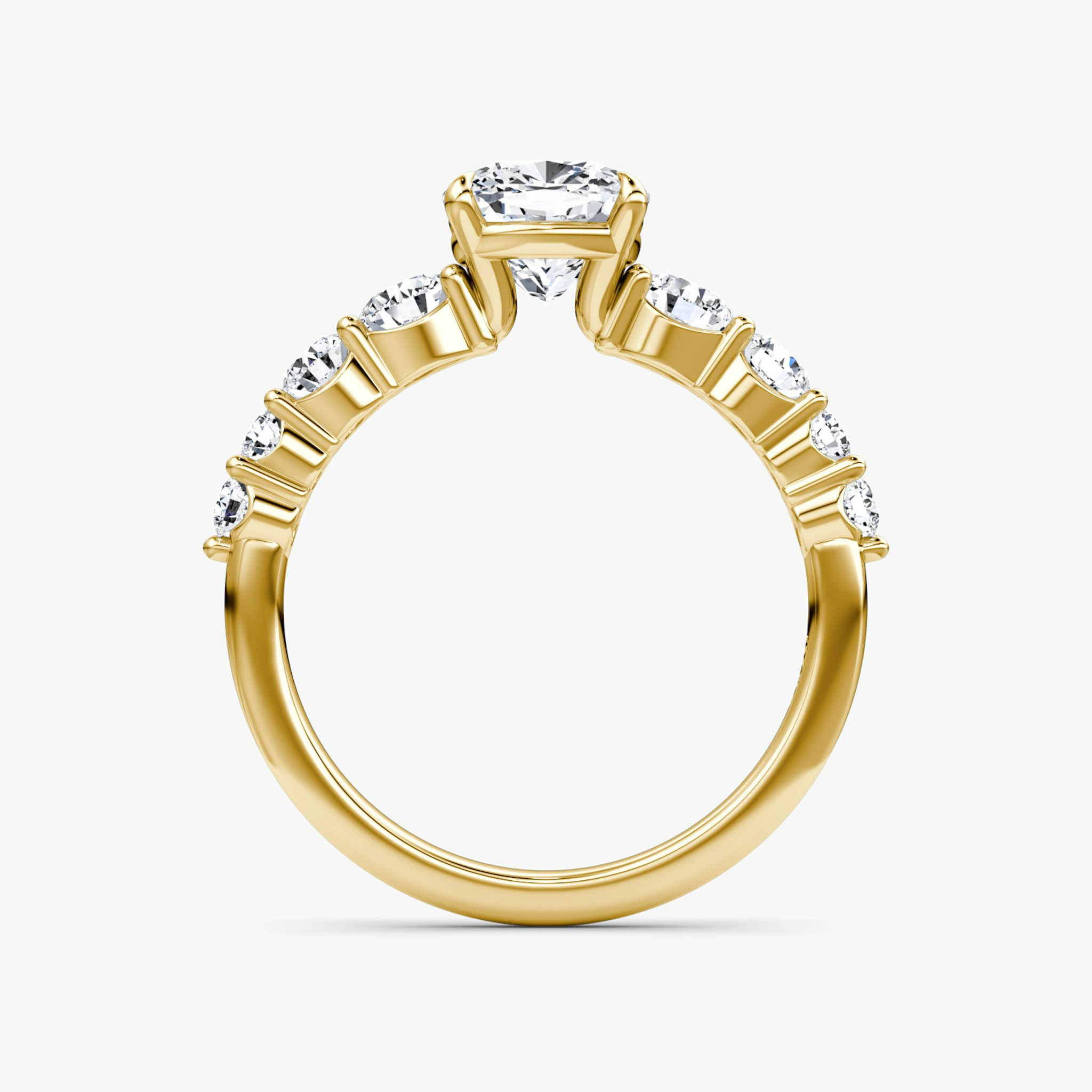 The Graduated Band | Cushion | 18k | Yellow Gold | bandAccent: Plain | diamondOrientation: vertical | caratWeight: other