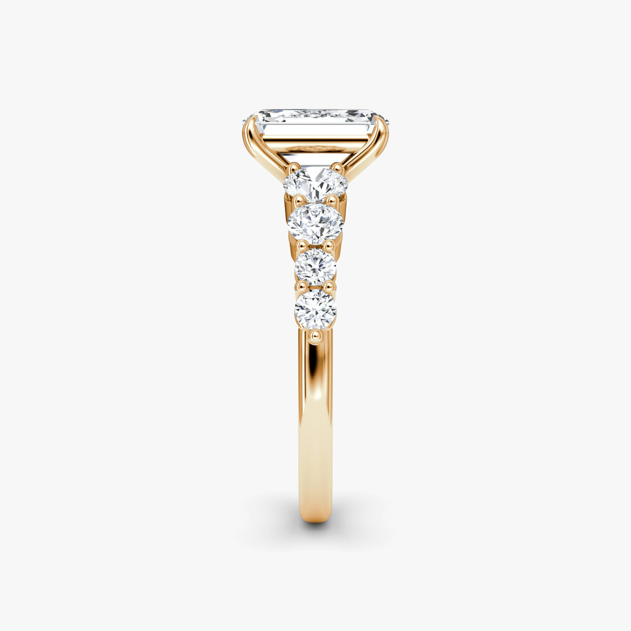 The Graduated Band | Emerald | 14k | Rose Gold | bandAccent: Plain | diamondOrientation: vertical | caratWeight: other