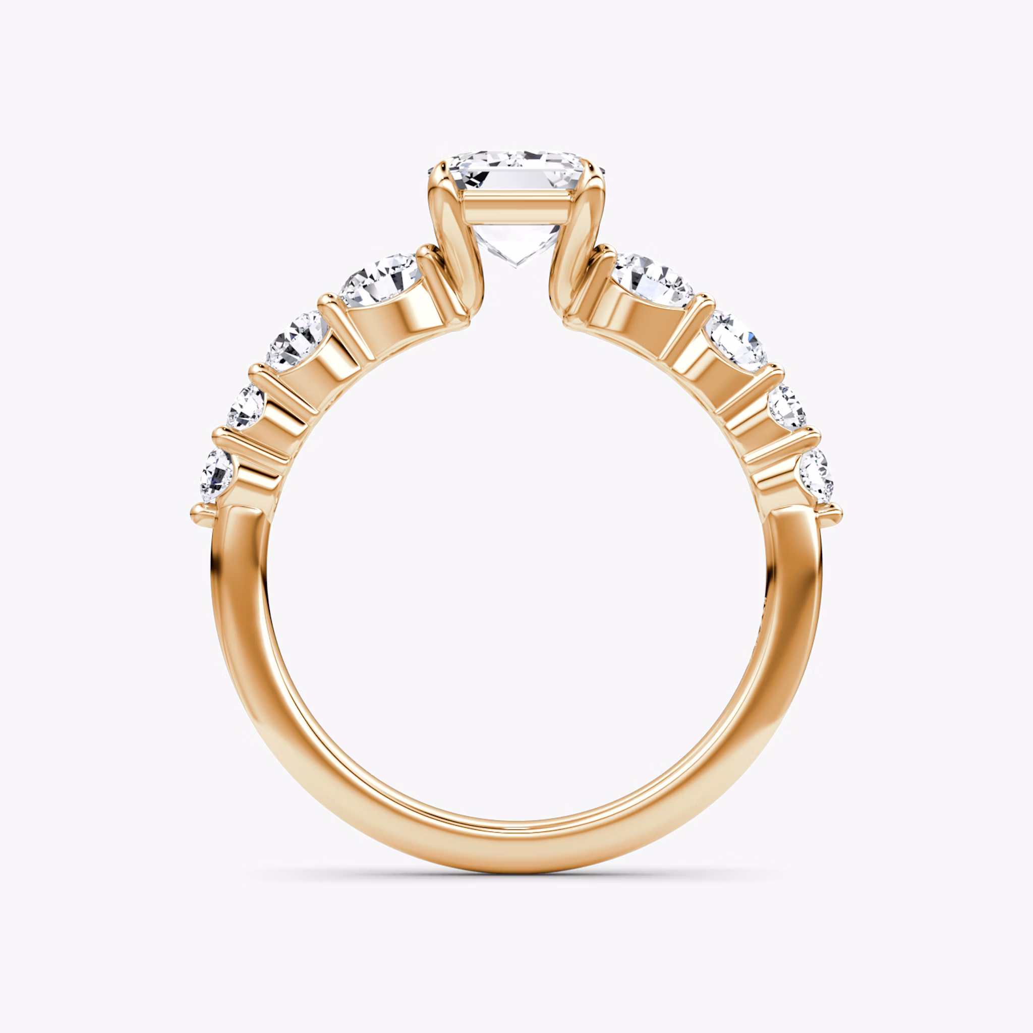 The Graduated Band | Emerald | 14k | Rose Gold | bandAccent: Plain | diamondOrientation: vertical | caratWeight: other