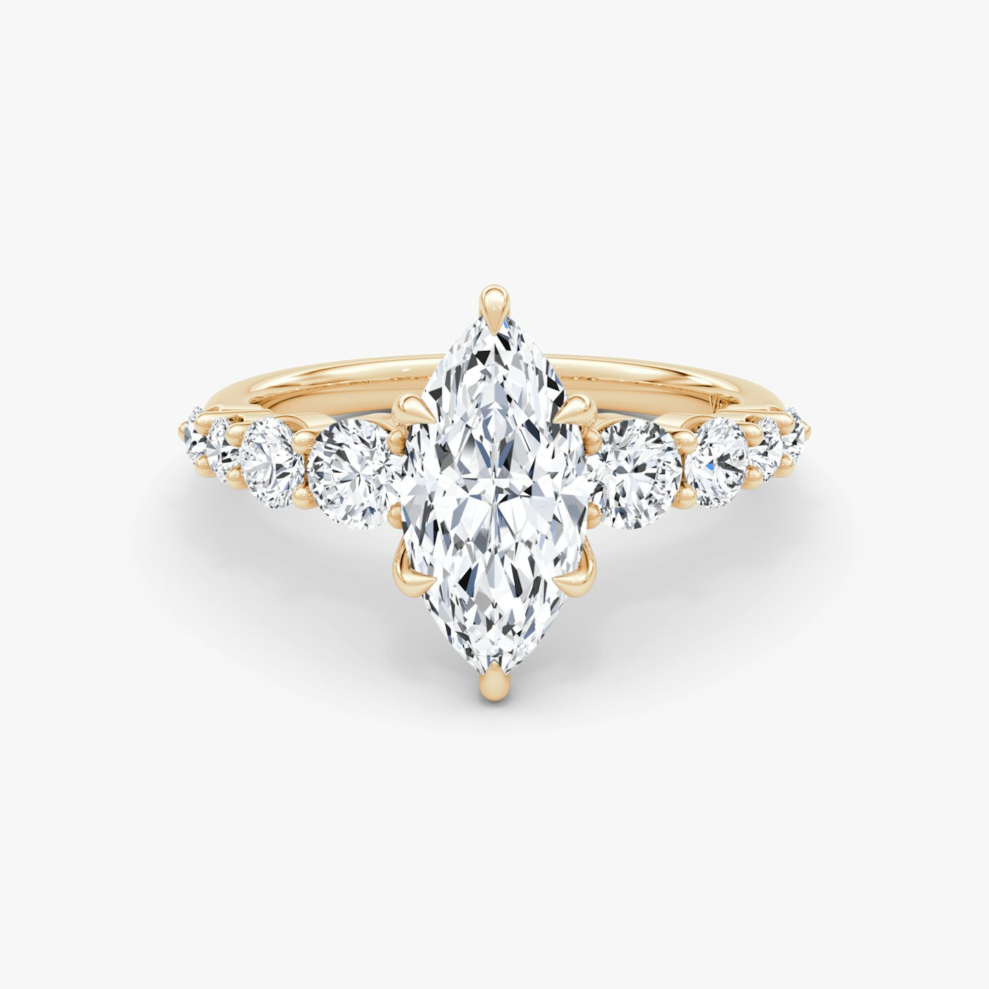 Anillo de compromiso Graduated | Marquise | 14k | Oro rosa | bandAccent: Simple | diamondOrientation: vertical | caratWeight: other