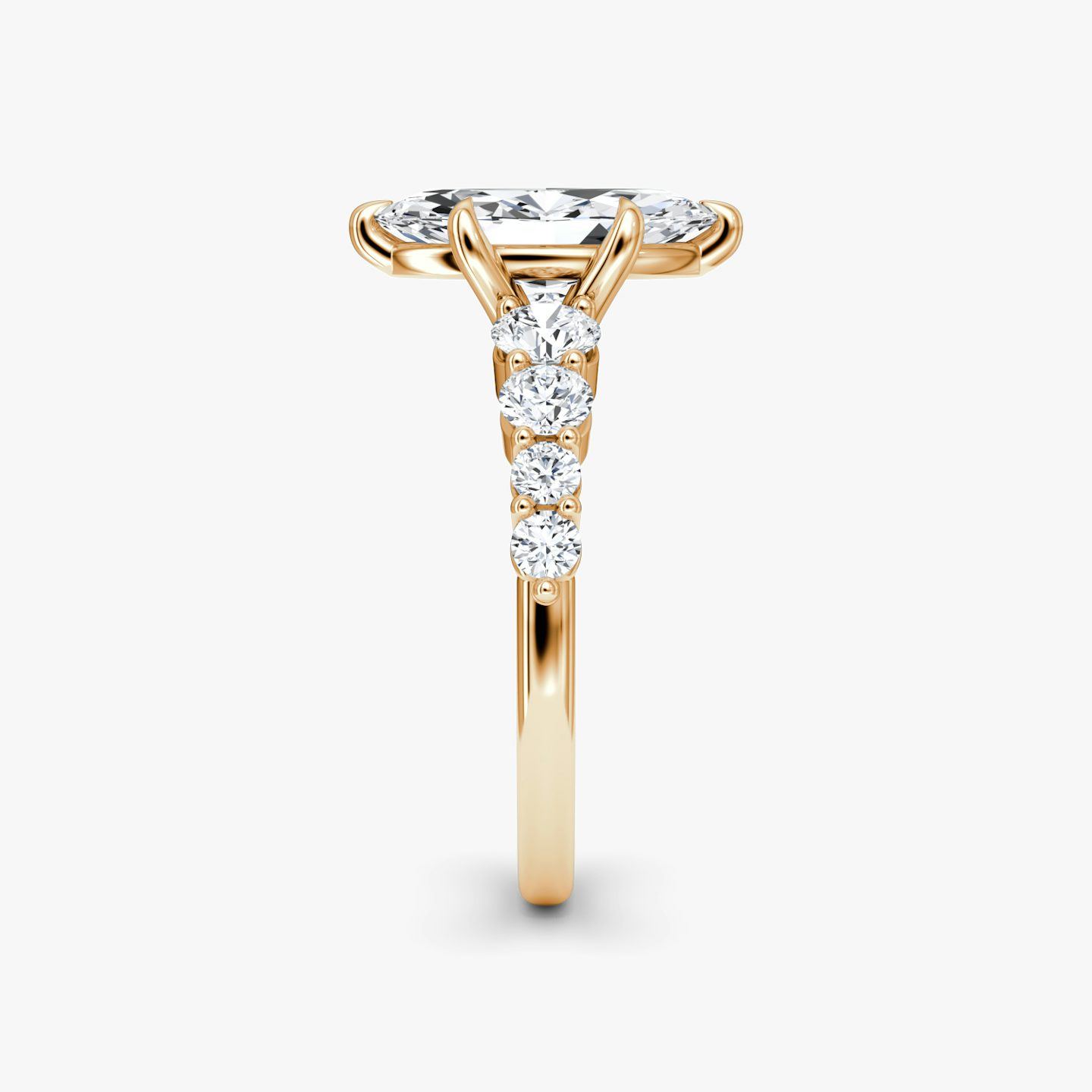 Anillo de compromiso Graduated | Marquise | 14k | Oro rosa | bandAccent: Simple | diamondOrientation: vertical | caratWeight: other