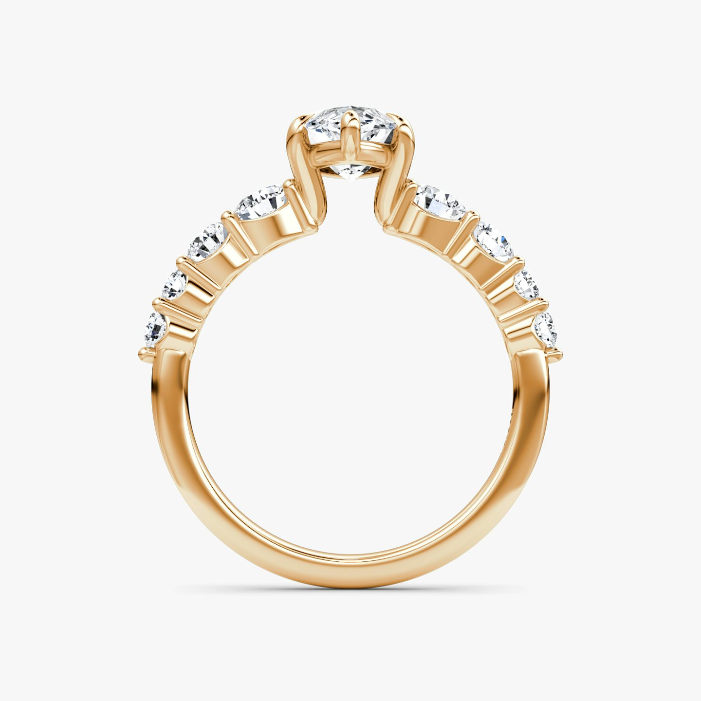 Anillo de compromiso Graduated | Marquise | 14k | Oro rosa | bandAccent: Simple | diamondOrientation: vertical | caratWeight: other