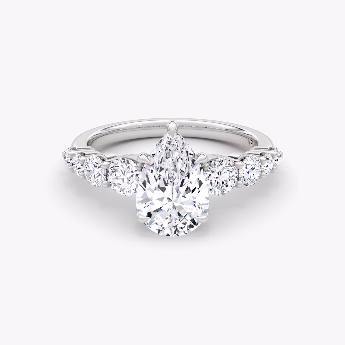 The Graduated Band | Pear | 18k | White Gold | bandAccent: Plain | diamondOrientation: vertical | caratWeight: other