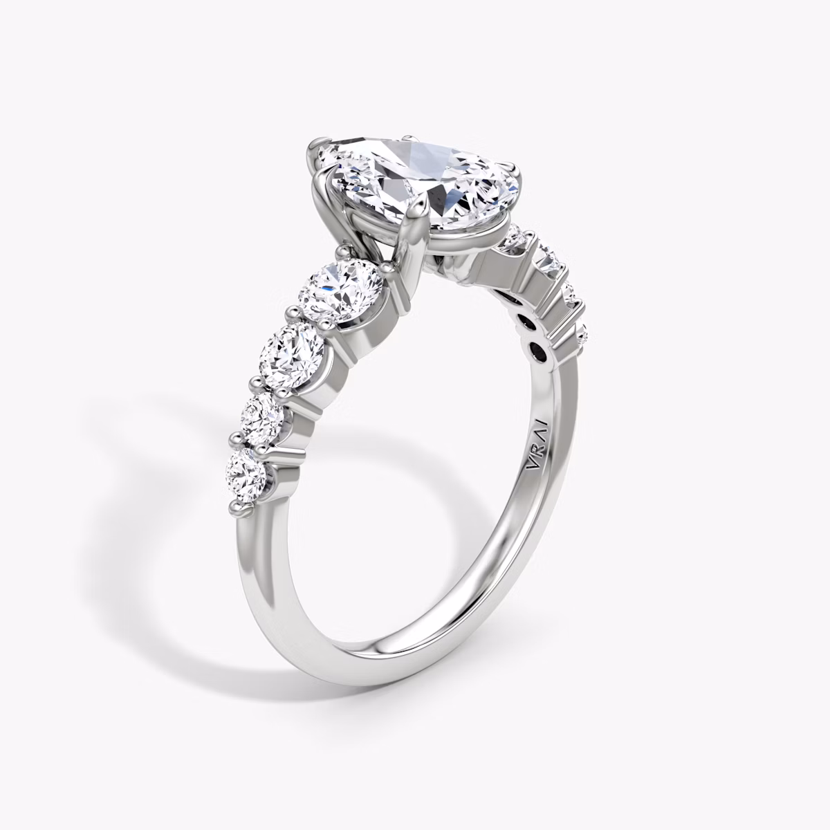 The Graduated Band | Pear | 18k | White Gold | bandAccent: Plain | diamondOrientation: vertical | caratWeight: other
