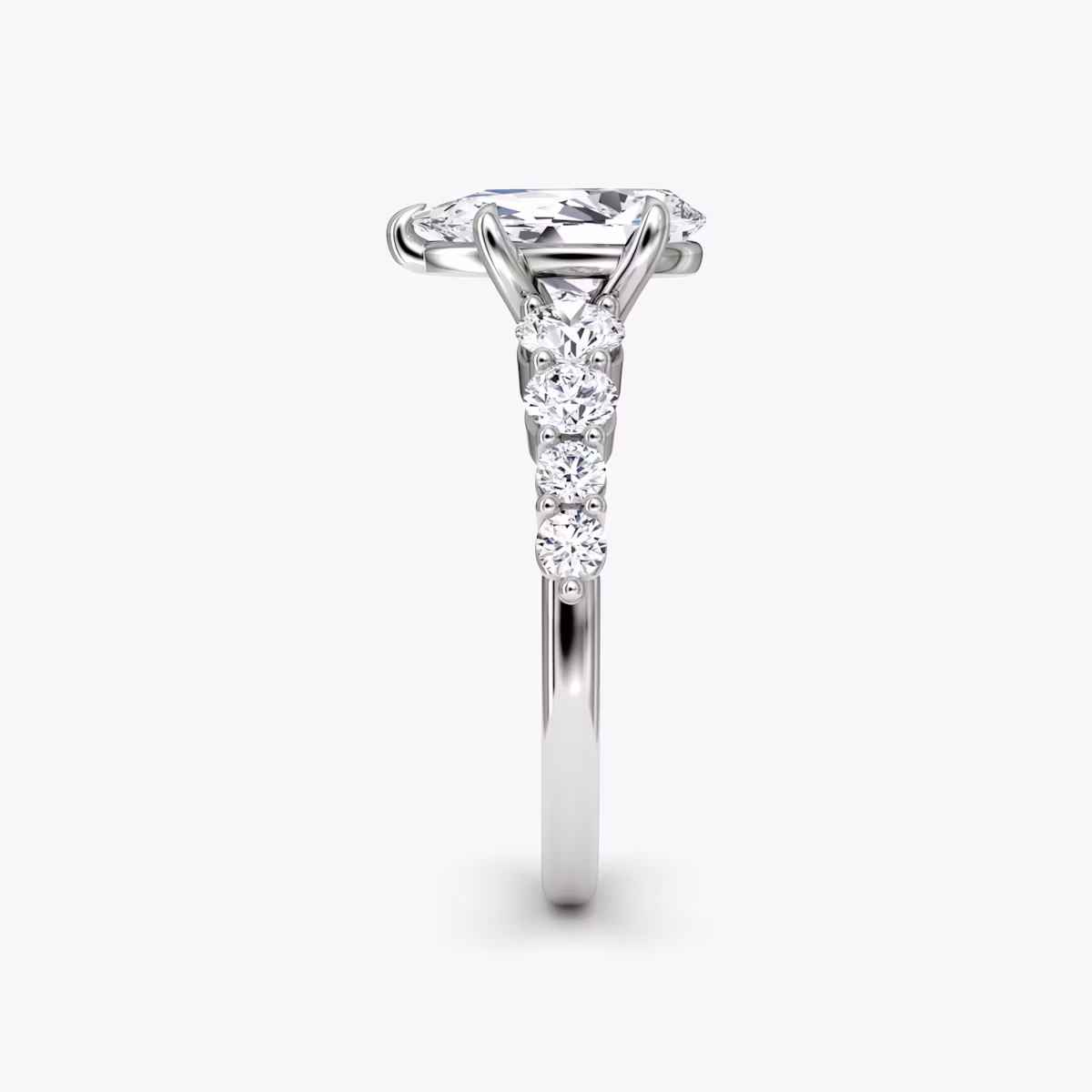 The Graduated Band | Pear | 18k | White Gold | bandAccent: Plain | diamondOrientation: vertical | caratWeight: other