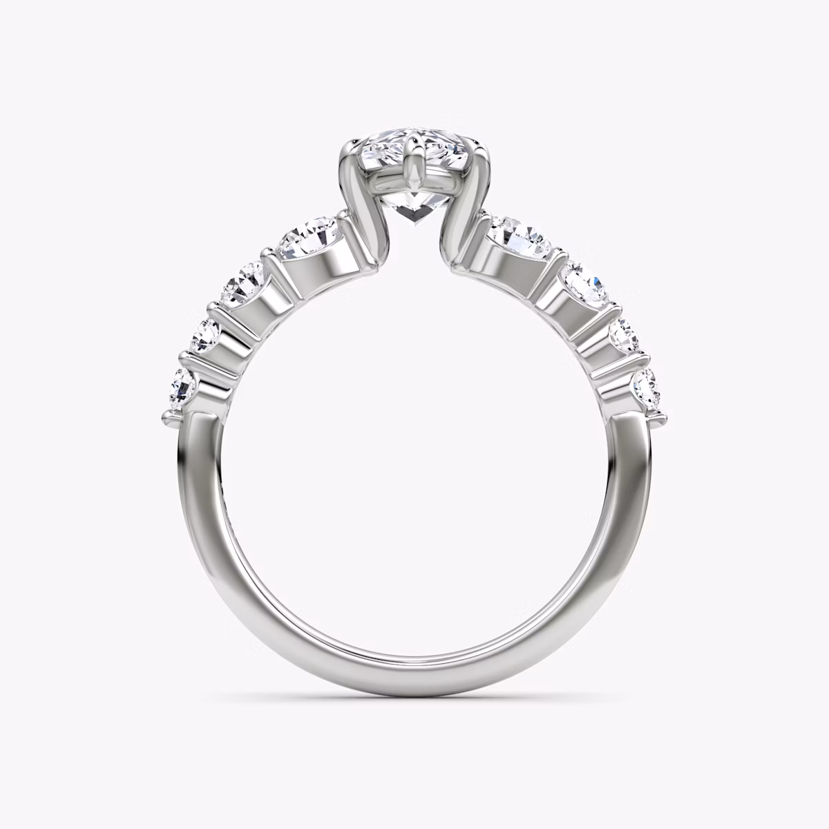 The Graduated Band | Pear | 18k | White Gold | bandAccent: Plain | diamondOrientation: vertical | caratWeight: other