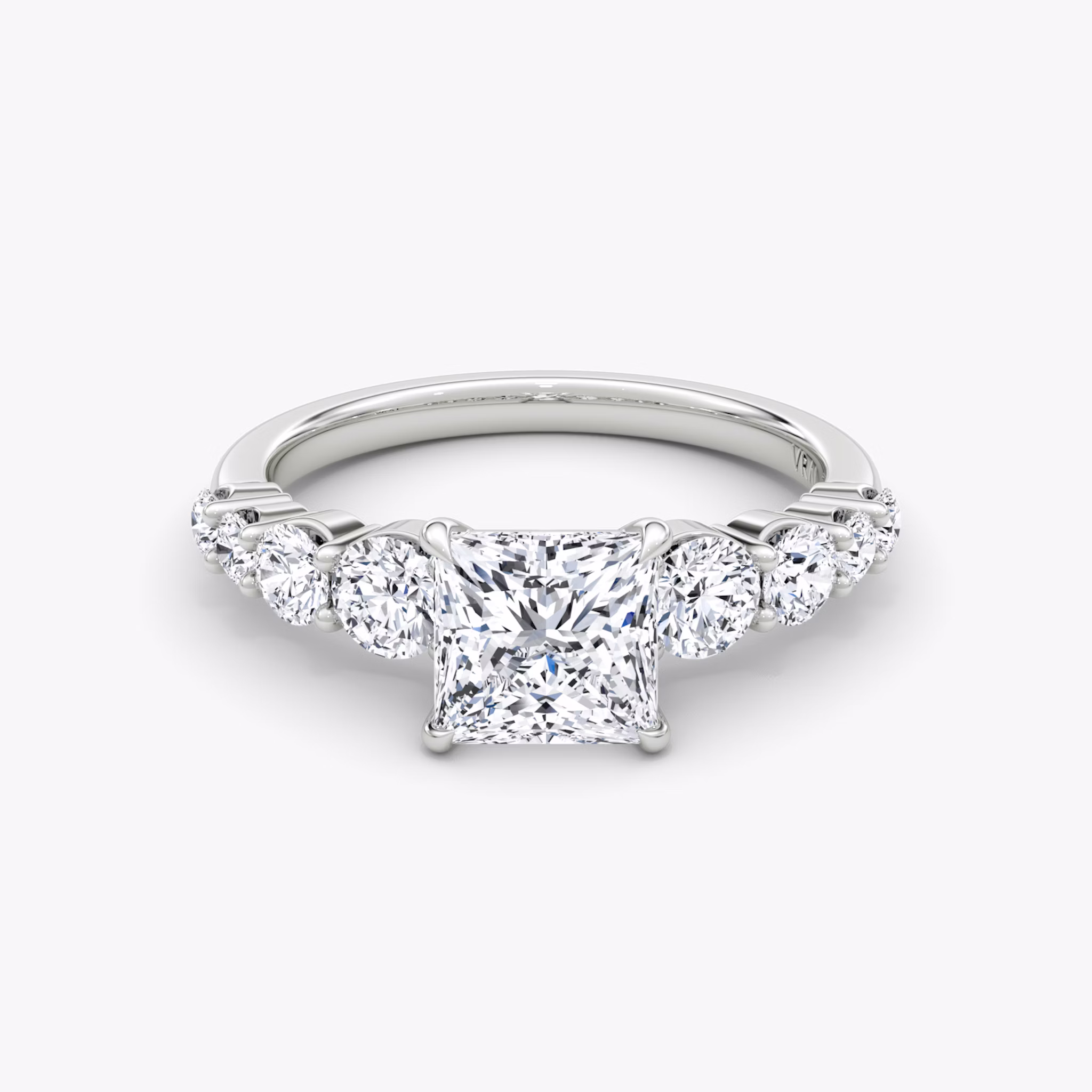 The Graduated Band | Princess | 18k | White Gold | bandAccent: Plain | diamondOrientation: vertical | caratWeight: other