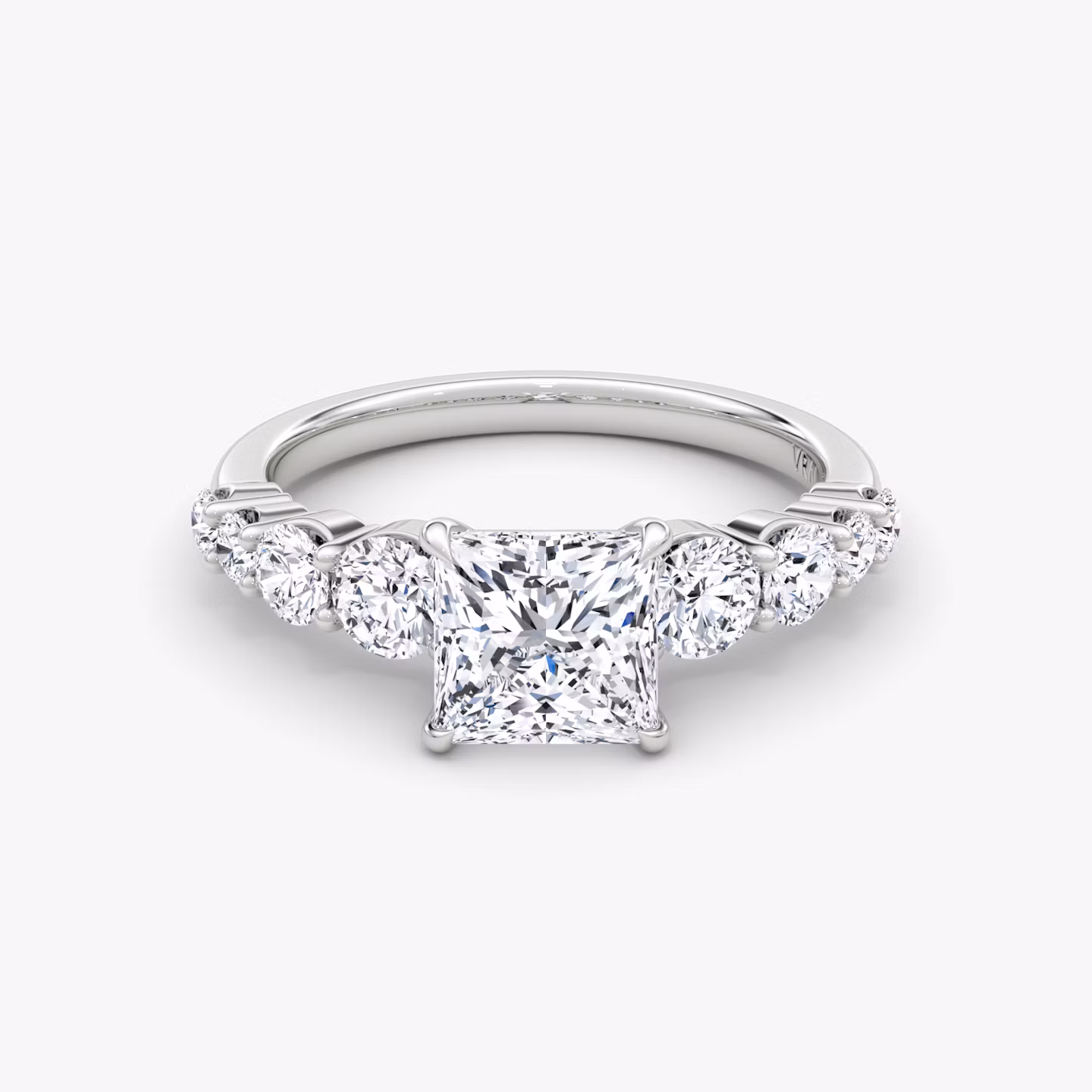 The Graduated Band | Princess | Platinum | bandAccent: Plain | diamondOrientation: vertical | caratWeight: other