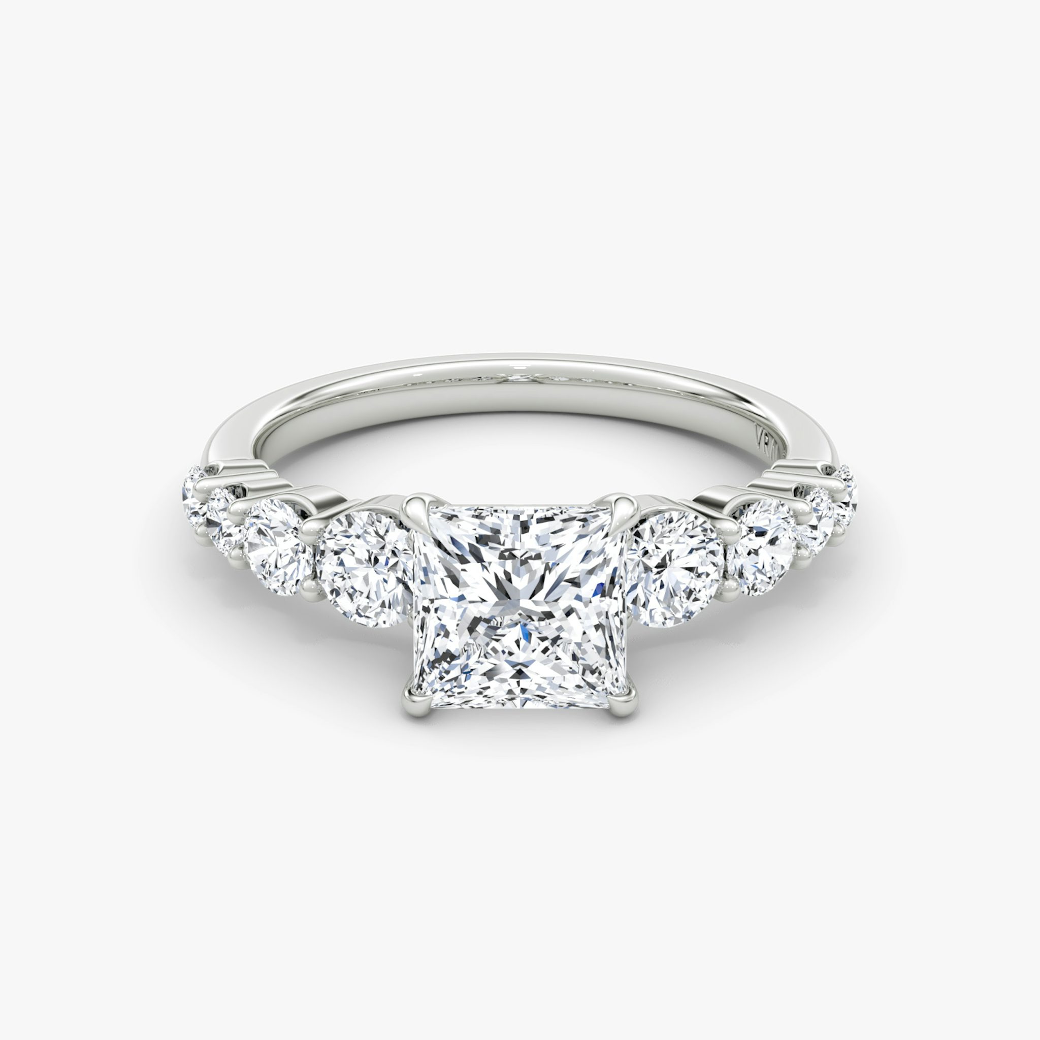 The Graduated Band | Princess | 18k | White Gold | bandAccent: Plain | diamondOrientation: vertical | caratWeight: other