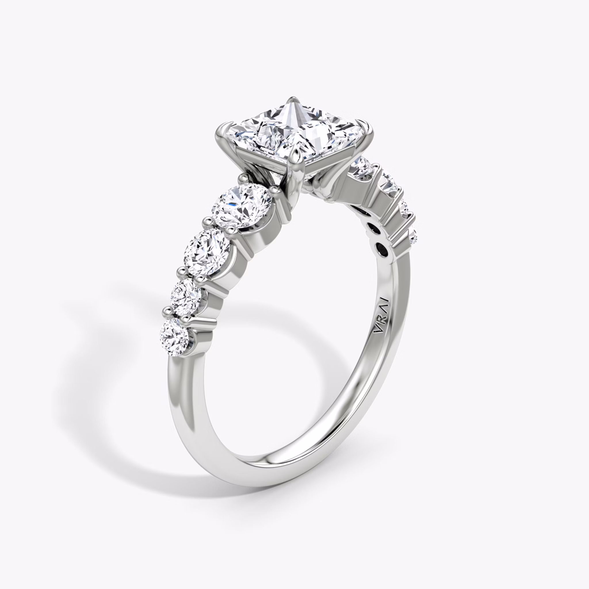 The Graduated Band | Princess | 18k | White Gold | bandAccent: Plain | diamondOrientation: vertical | caratWeight: other