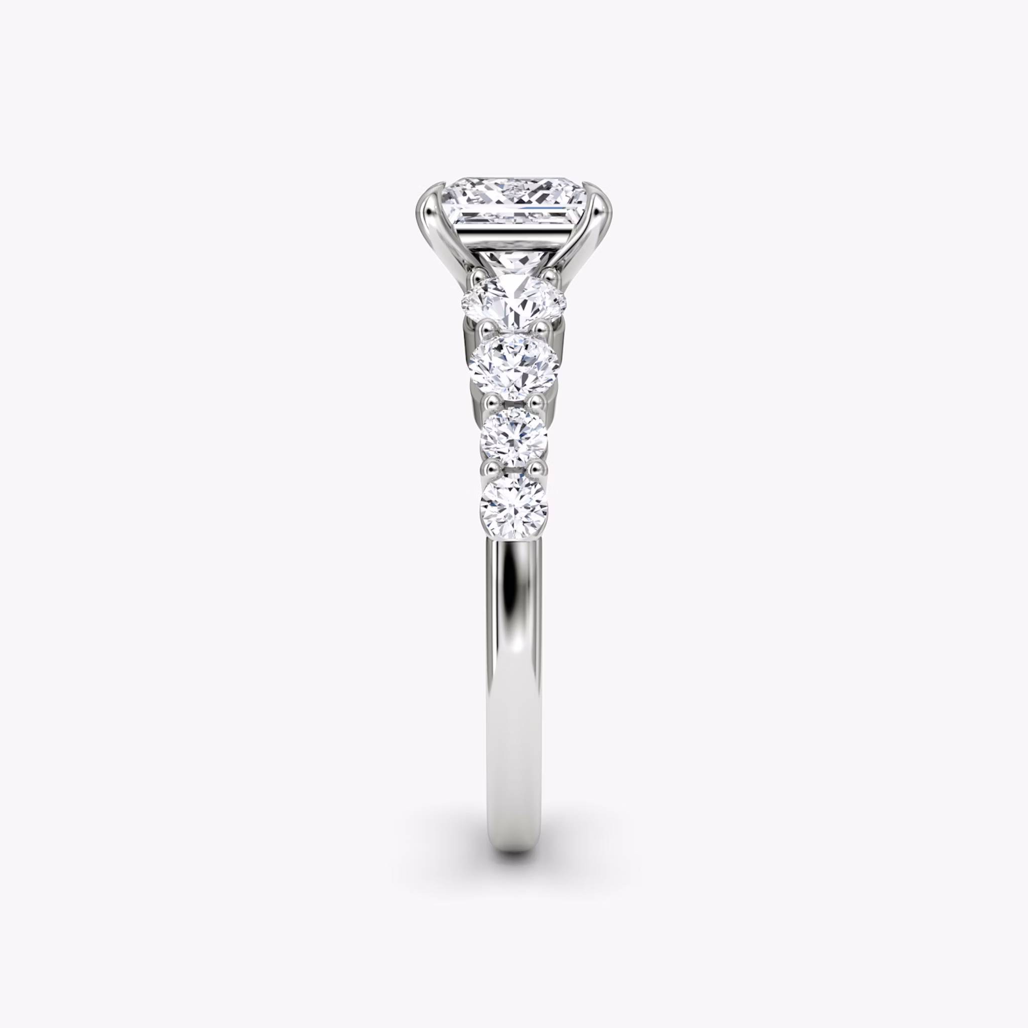 The Graduated Band | Princess | 18k | White Gold | bandAccent: Plain | diamondOrientation: vertical | caratWeight: other