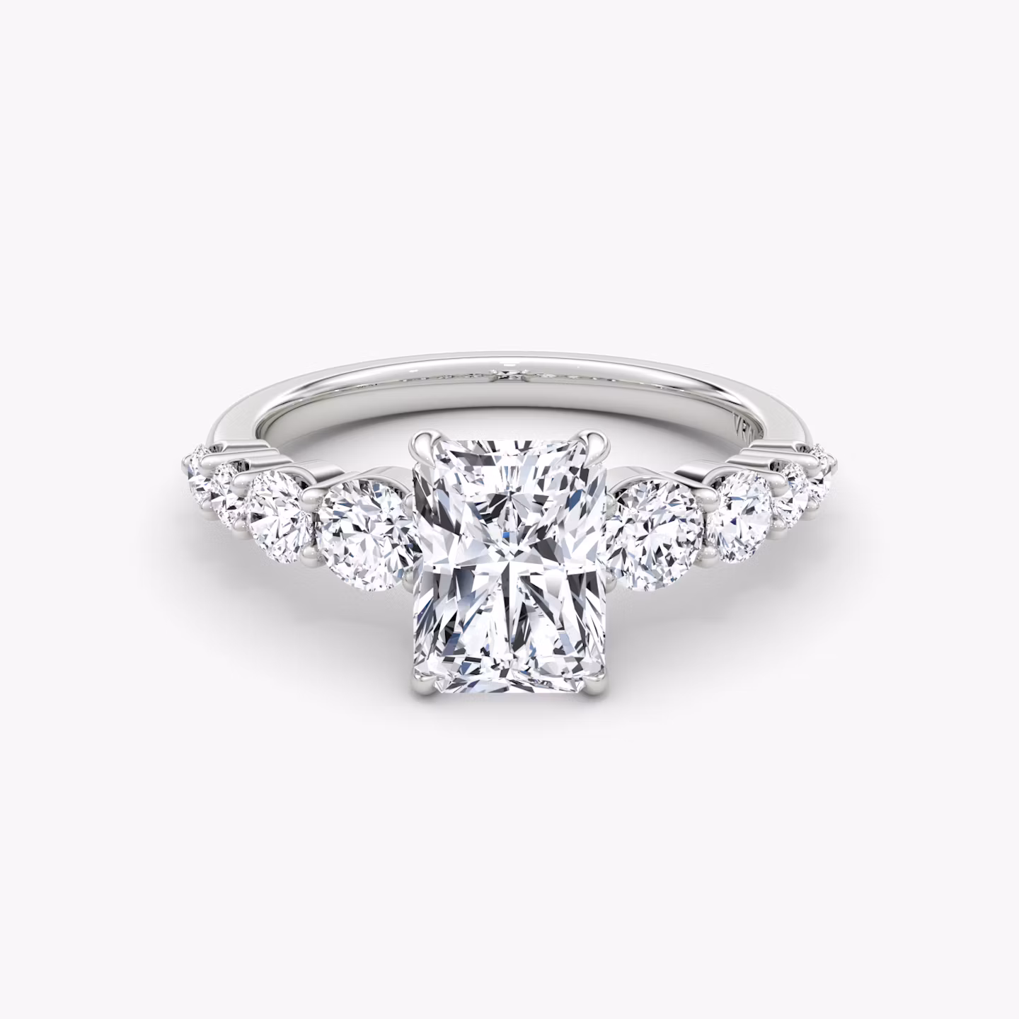 The Graduated Band | Radiant | 18k | White Gold | bandAccent: Plain | diamondOrientation: vertical | caratWeight: other